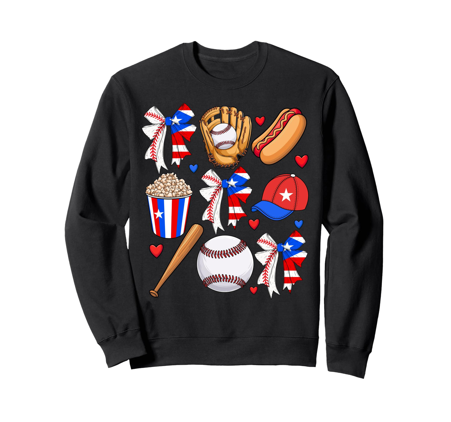 Puerto Rico Baseball Coquette Bow Sweatshirt - Minimalist Print Unisex - T-Shirt, Sweatshirt, Hoodie