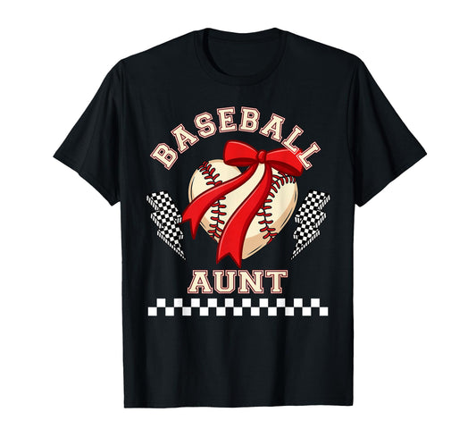 Baseball Aunt Heart Bow Pride Auntie T-Shirt - Custom Art Print Men Women - T-Shirt, Sweatshirt, Hoodie