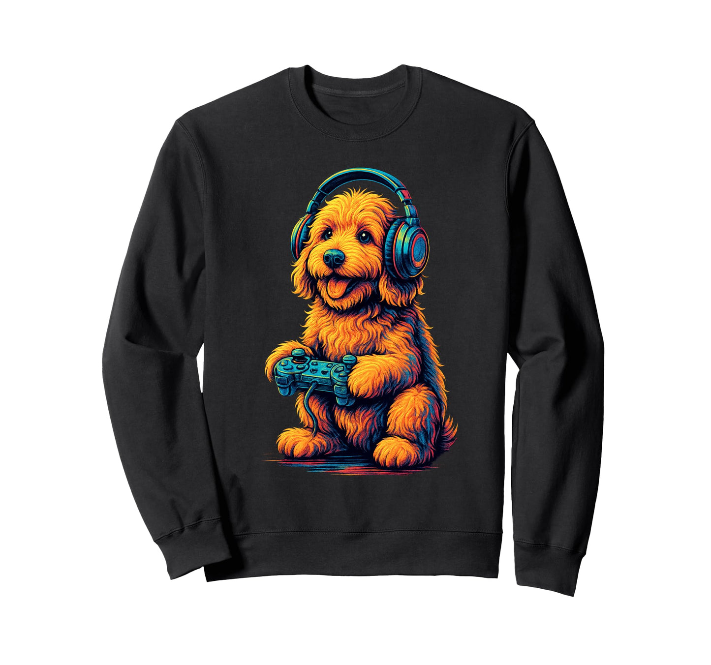 Goldendoodle Gamer Gaming Dog Sweatshirt - Casual Everyday Wear for Adults - T-Shirt, Sweatshirt, Hoodie