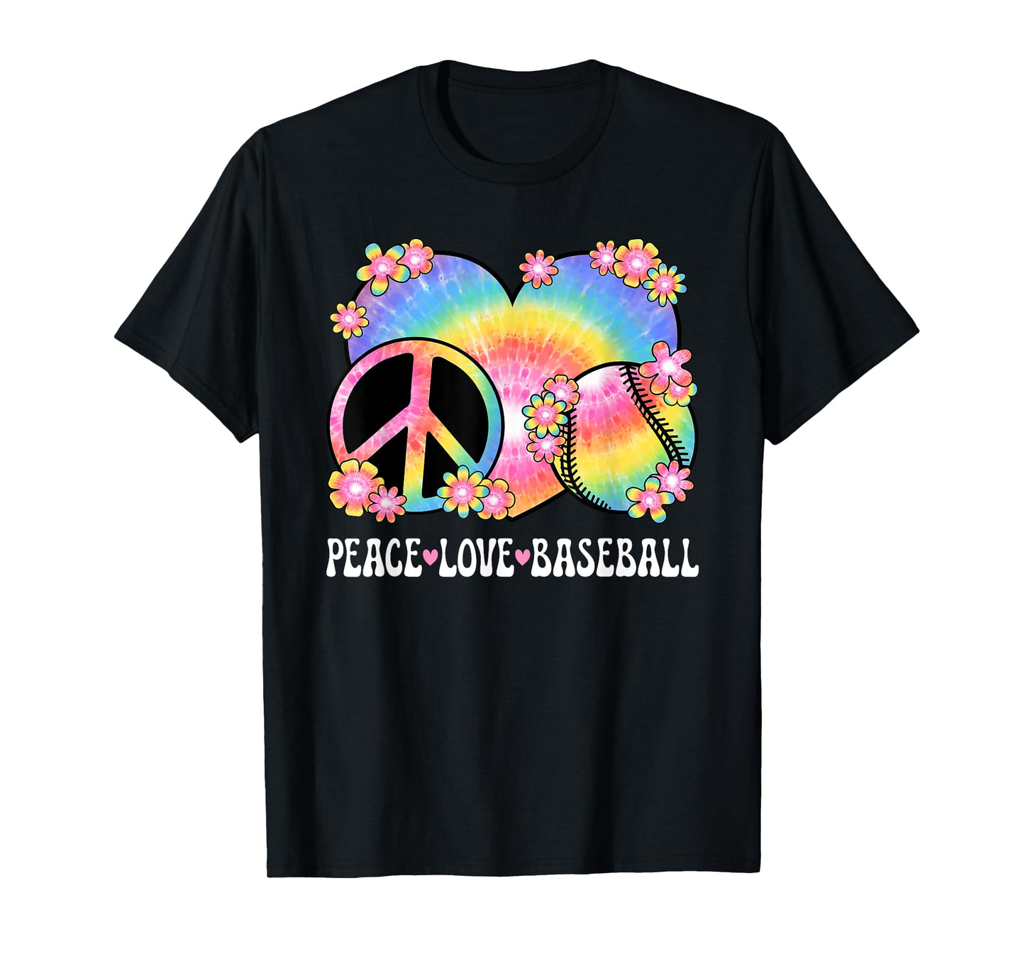 Peace Love Baseball Lover 60S 70S T-Shirt - Custom Art Print for Adults - T-Shirt, Sweatshirt, Hoodie