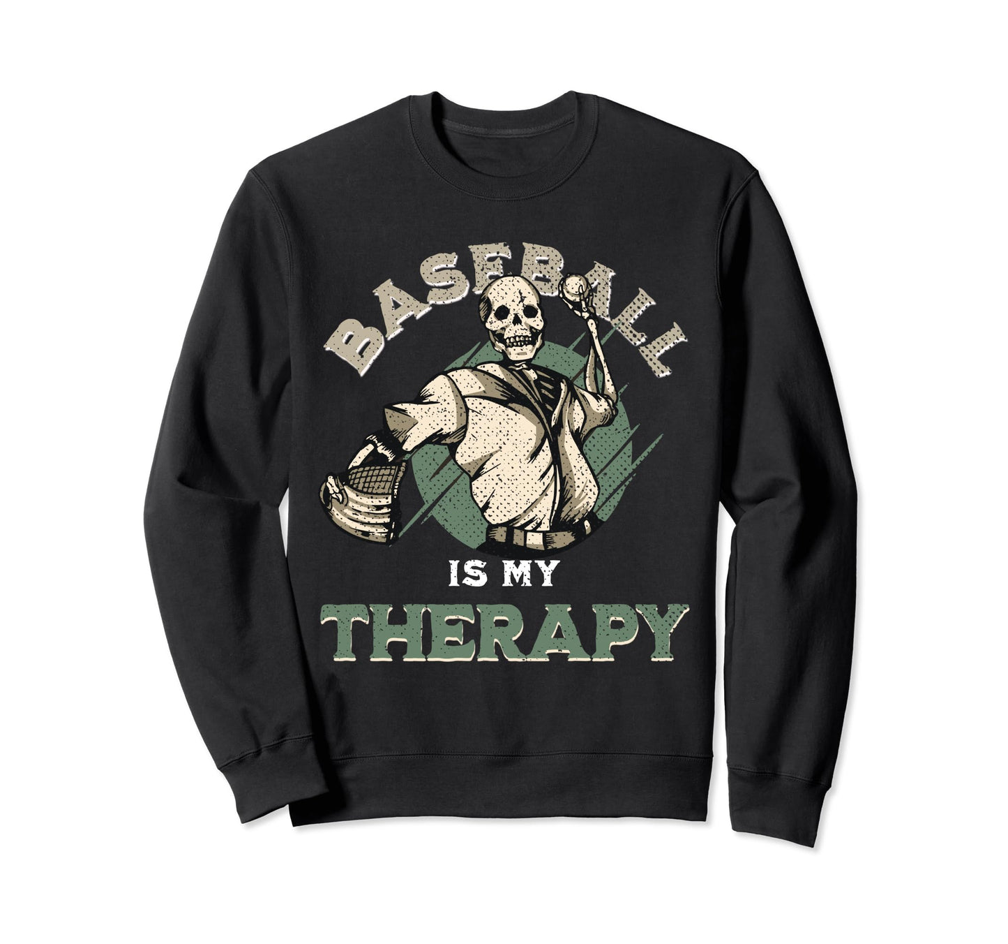 Skull Pitcher Baseball Therapy Sweatshirt - Aesthetic Graphic for Adults - T-Shirt, Sweatshirt, Hoodie