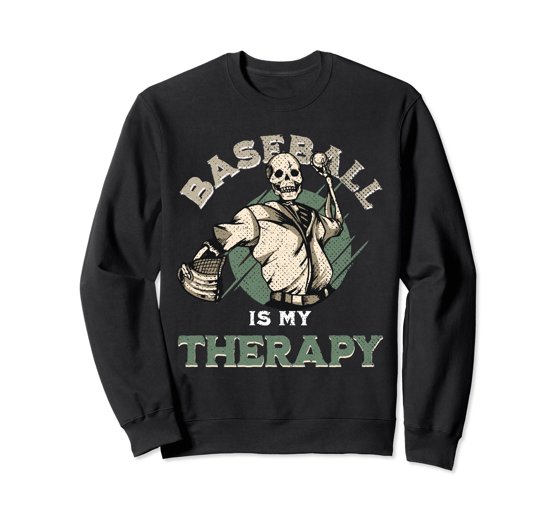 Skull Pitcher Baseball Therapy Sweatshirt - Aesthetic Graphic for Adults - T-Shirt, Sweatshirt, Hoodie
