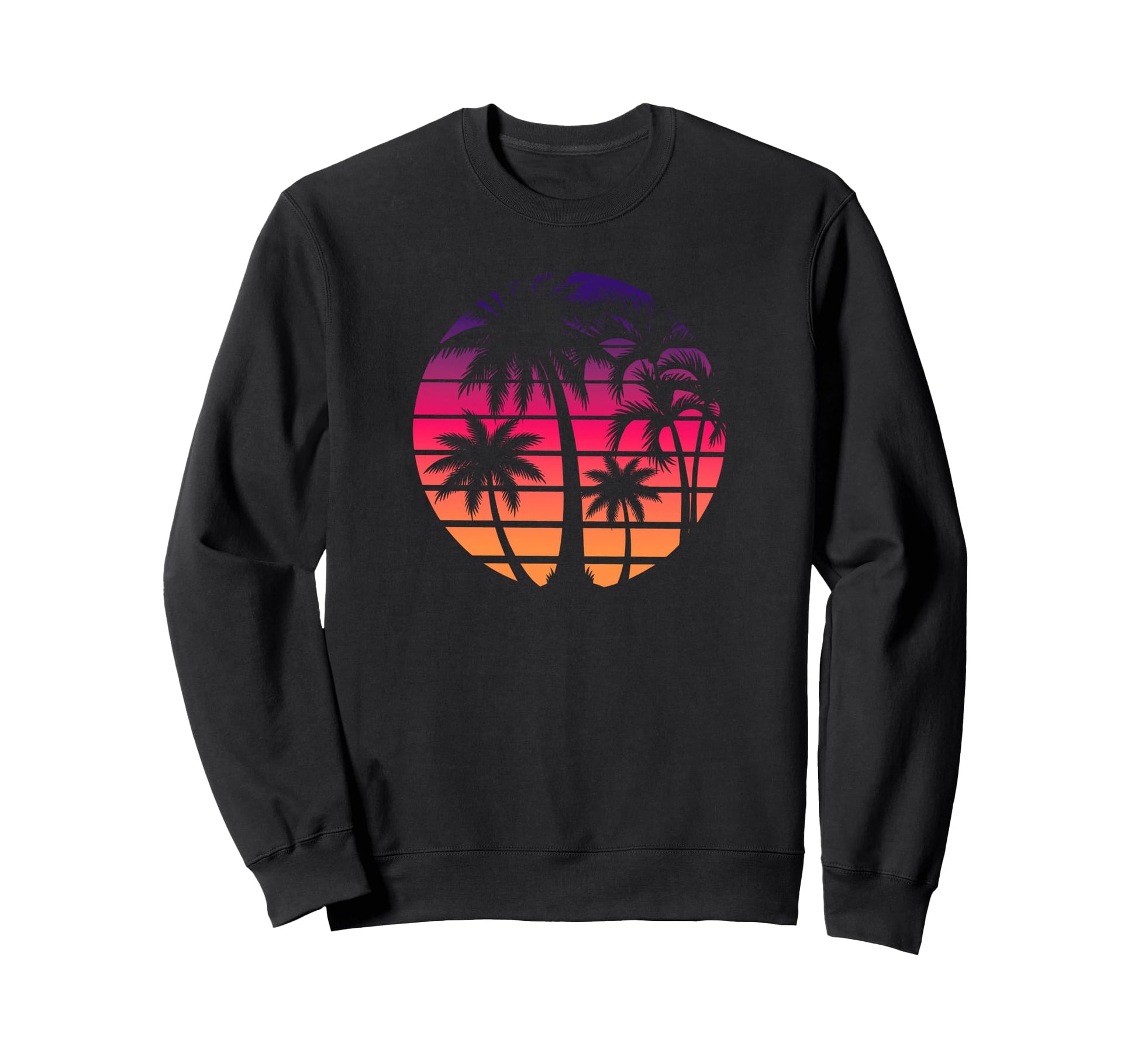 80S Sunset Palm Tree Beach Sweatshirt - Custom Art Print for Adults - T-Shirt, Sweatshirt, Hoodie