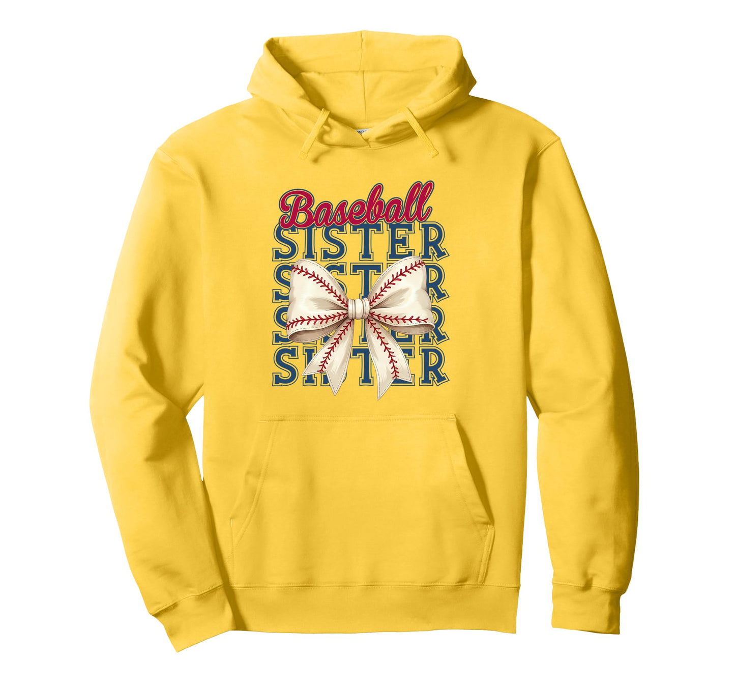 Baseball Sister Coquette Bow Baseball Hoodie - Unique Graphic Unisex - T-Shirt, Sweatshirt, Hoodie