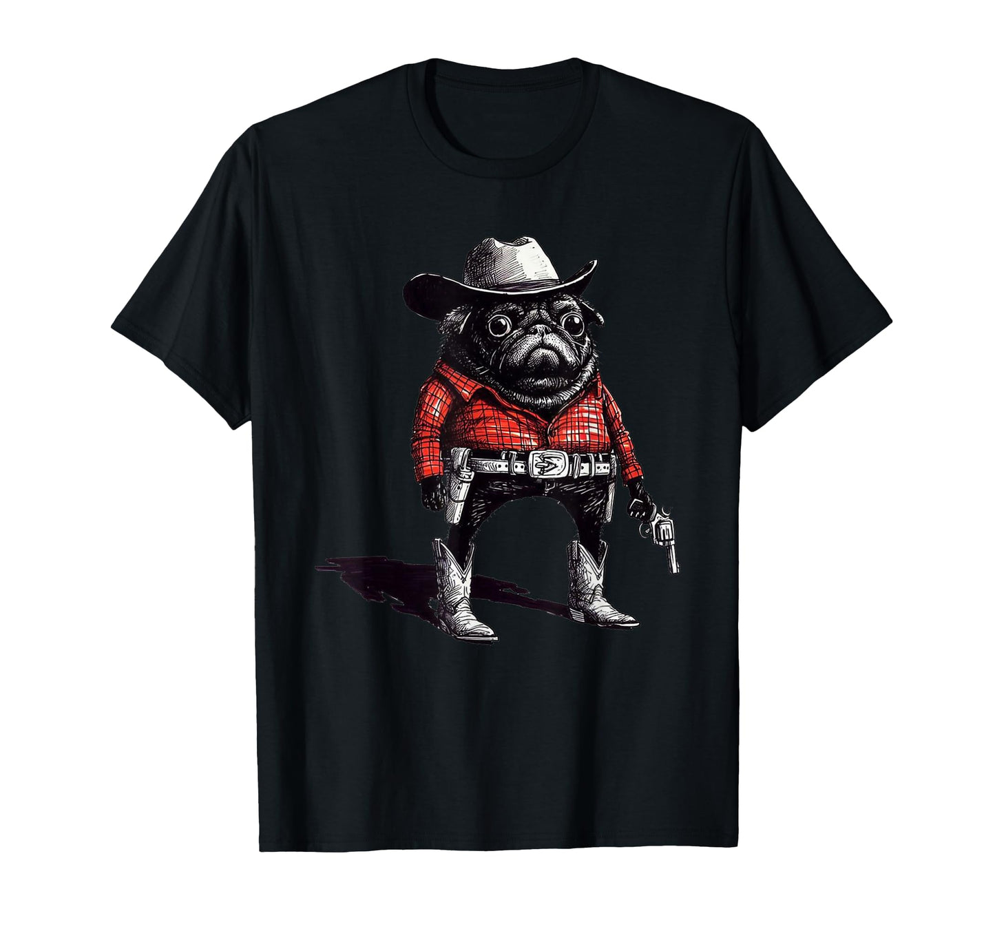 Pug Western Cowboy 90S T-Shirt - Aesthetic Graphic Unisex - T-Shirt, Sweatshirt, Hoodie
