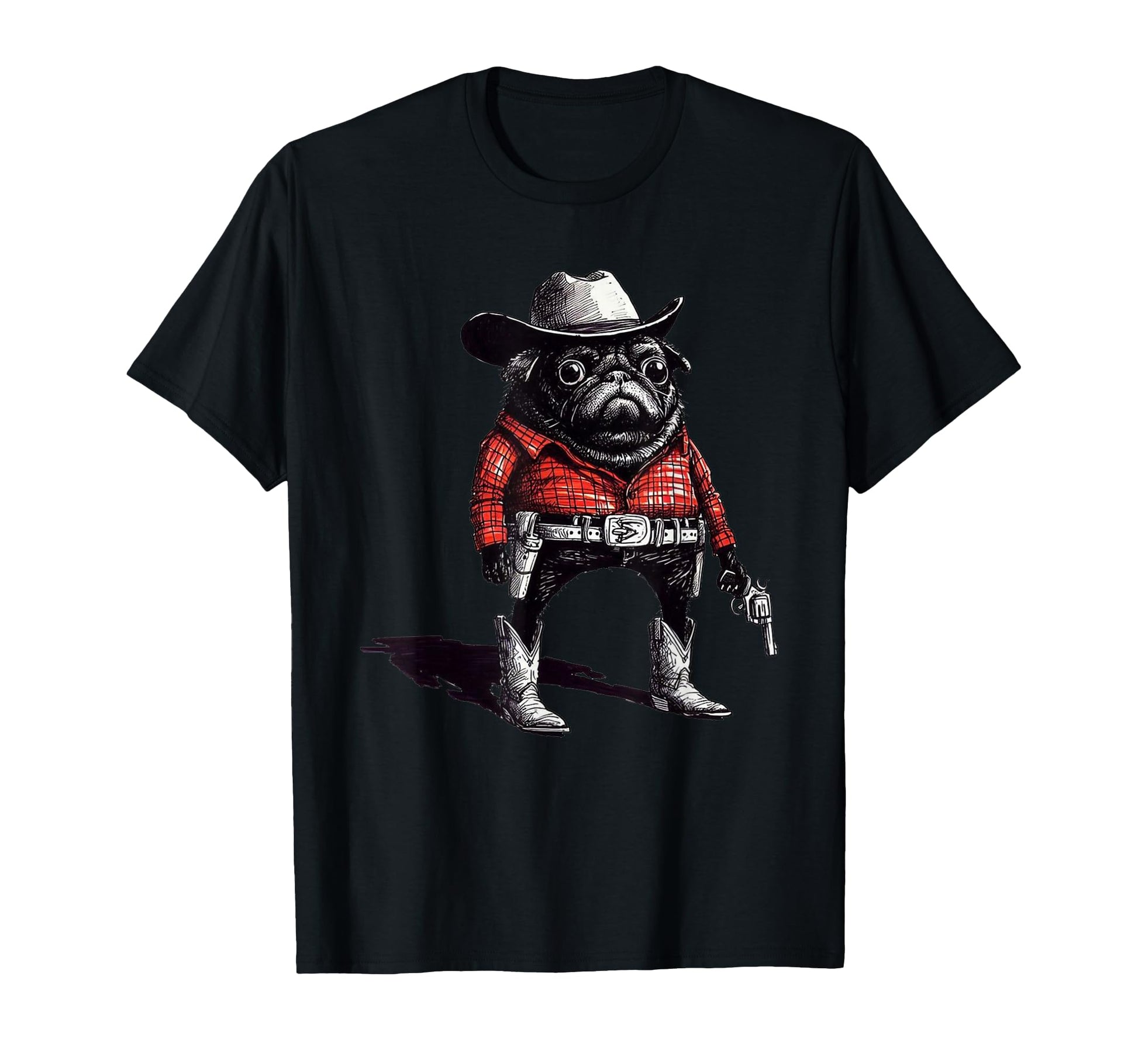 Pug Western Cowboy 90S T-Shirt - Aesthetic Graphic Unisex - T-Shirt, Sweatshirt, Hoodie