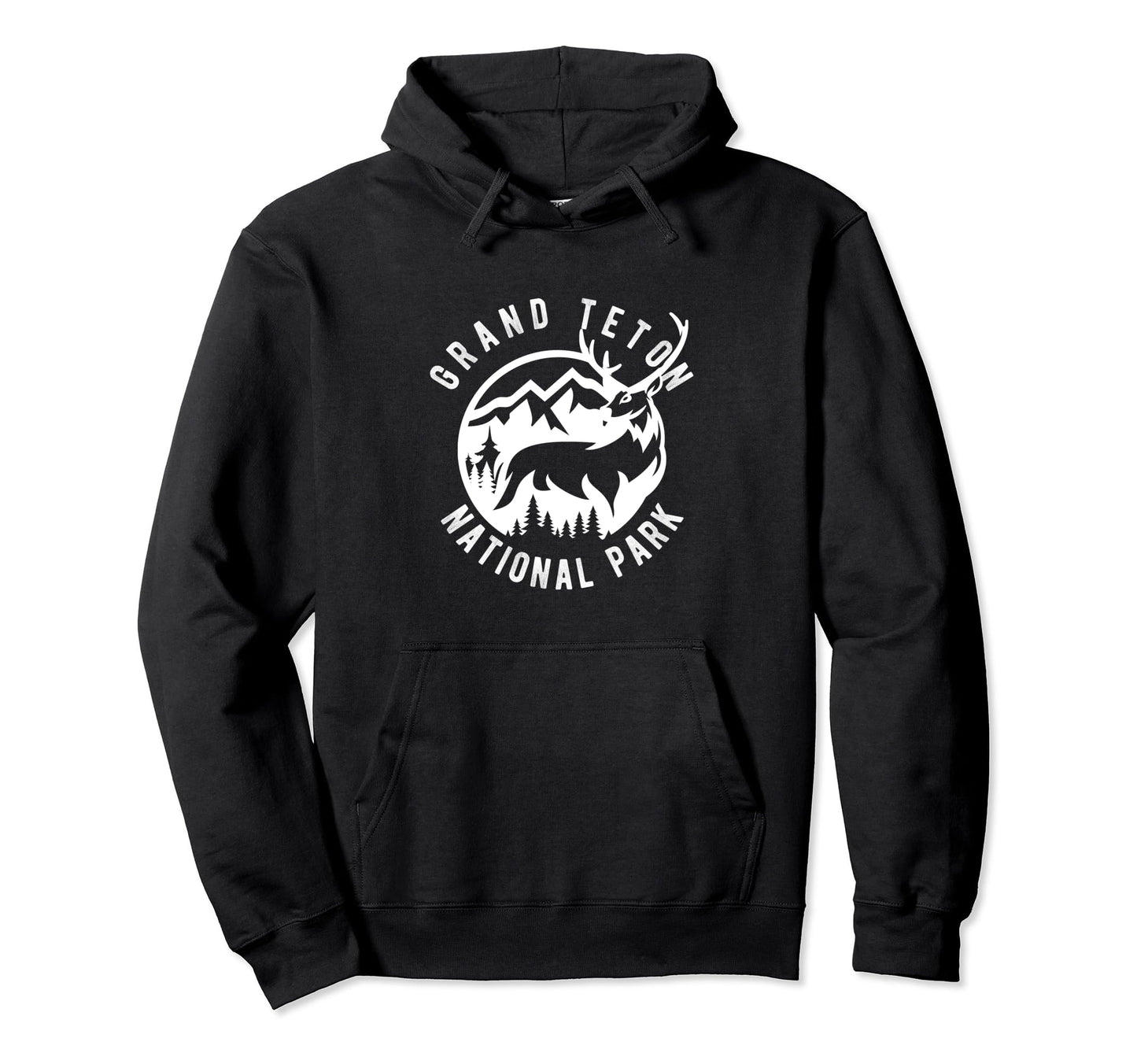 Grunge Elk Grand Teton National Park Hoodie - Minimalist Print Men Women - T-Shirt, Sweatshirt, Hoodie