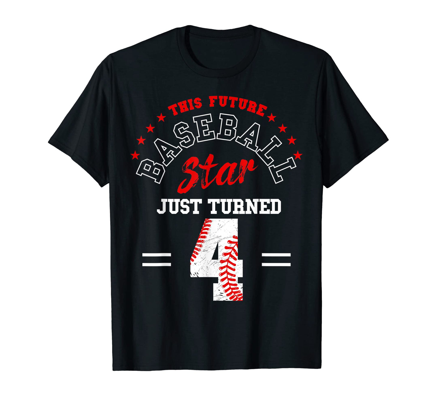 Future Baseball Star Just Turned 4 T-Shirt - Minimalist Print Unisex - T-Shirt, Sweatshirt, Hoodie