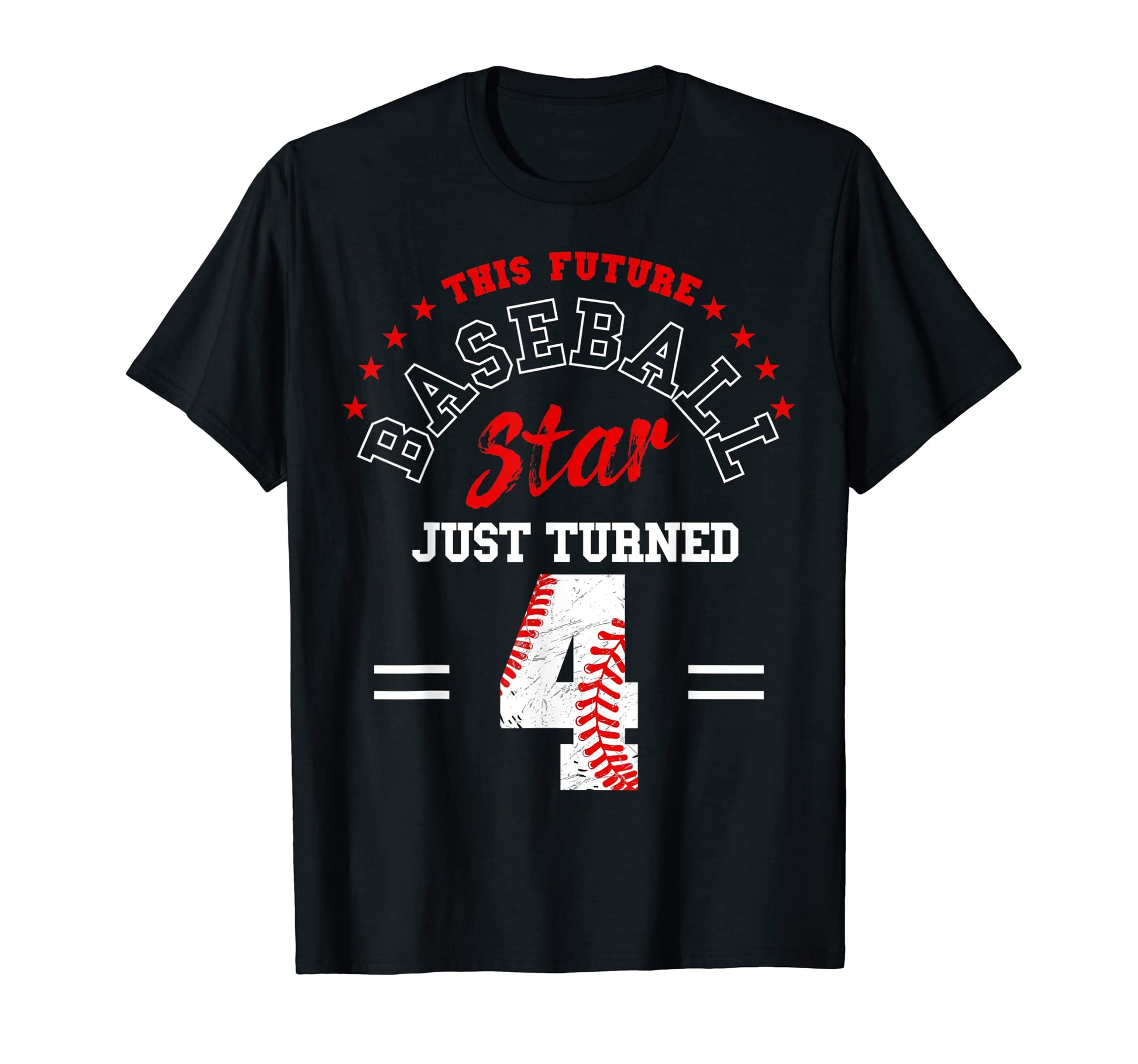 Future Baseball Star Just Turned 4 T-Shirt - Minimalist Print Unisex - T-Shirt, Sweatshirt, Hoodie