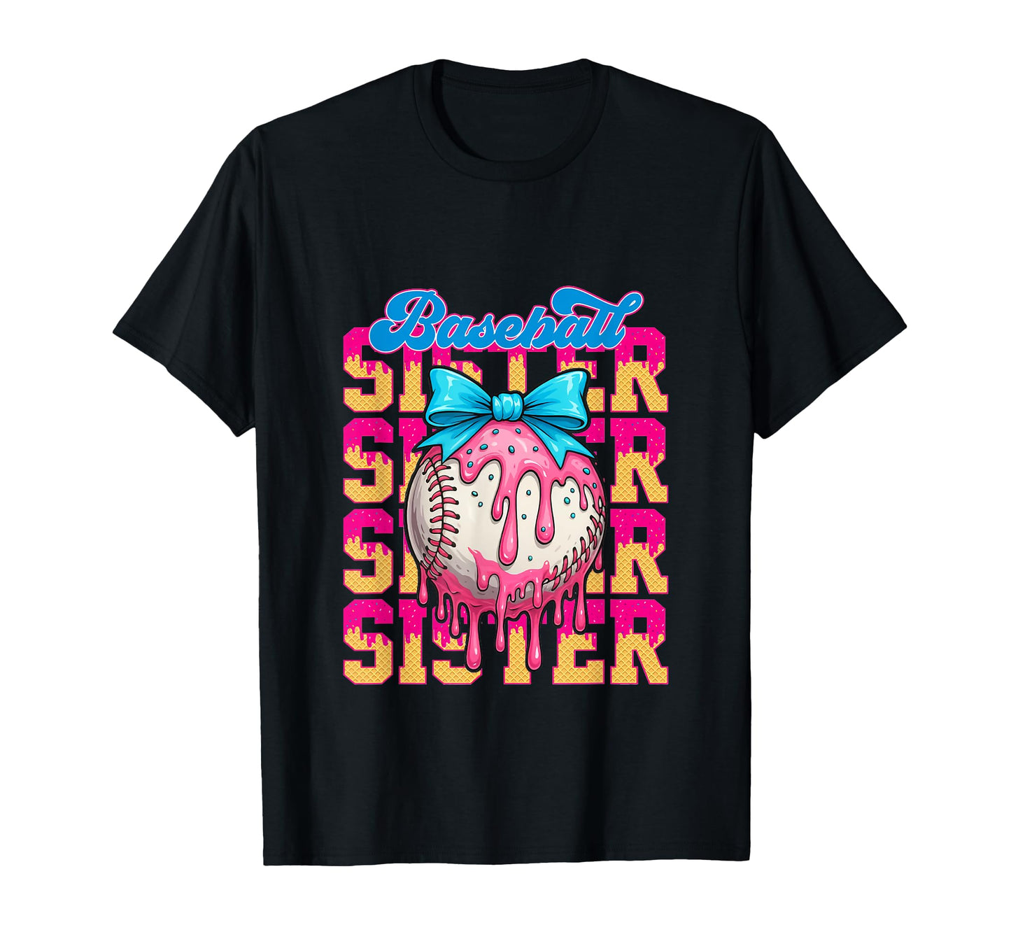 Ice Cream Baseball Sister Bow T-Shirt - Casual Everyday Wear Men Women - T-Shirt, Sweatshirt, Hoodie