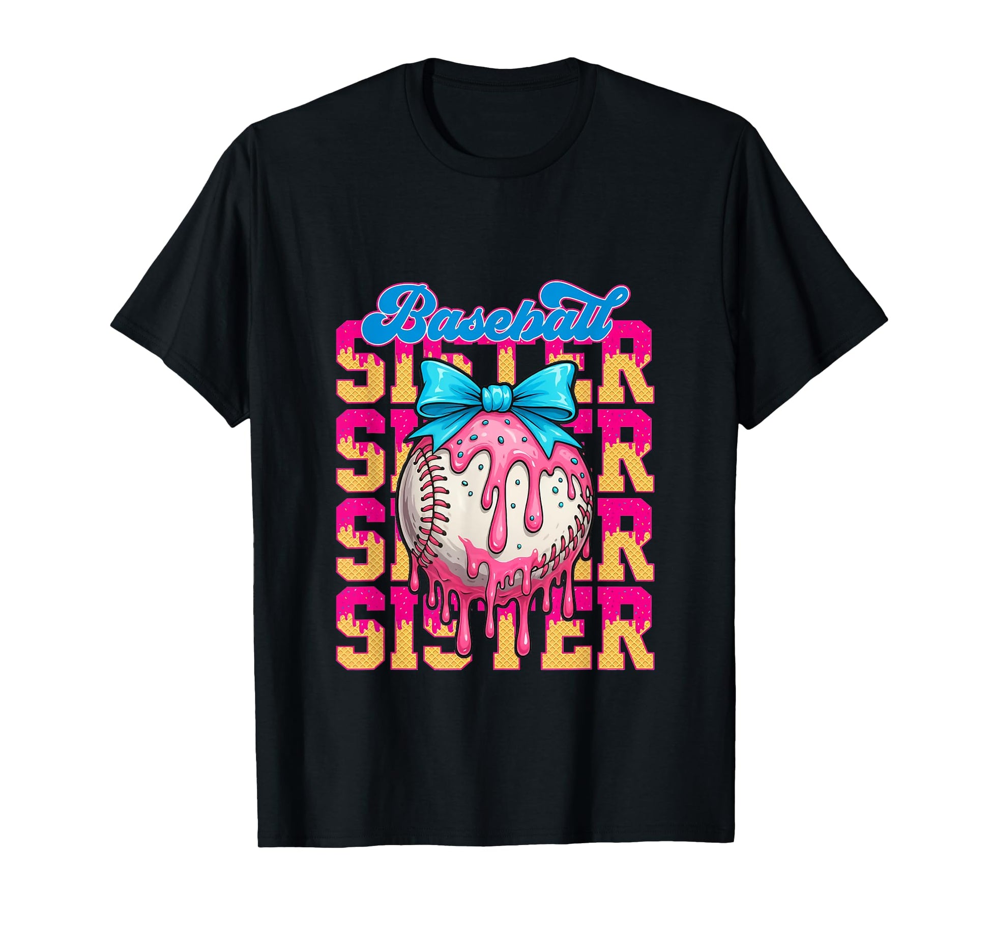 Ice Cream Baseball Sister Bow T-Shirt - Casual Everyday Wear Men Women - T-Shirt, Sweatshirt, Hoodie