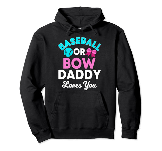 Baseball Gender Reveal Bow Shower Hoodie - Novelty Apparel for Adults - T-Shirt, Sweatshirt, Hoodie