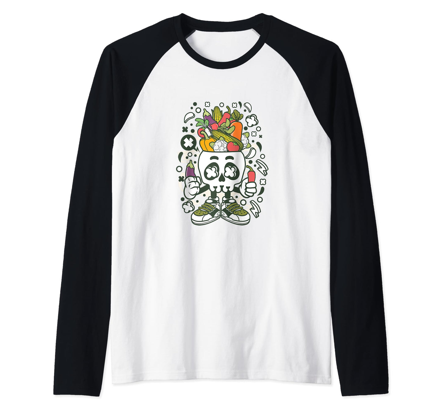 Vegetable Skull Head Veggies Hoodie - Fun Novelty Design Men Women - T-Shirt, Sweatshirt, Hoodie