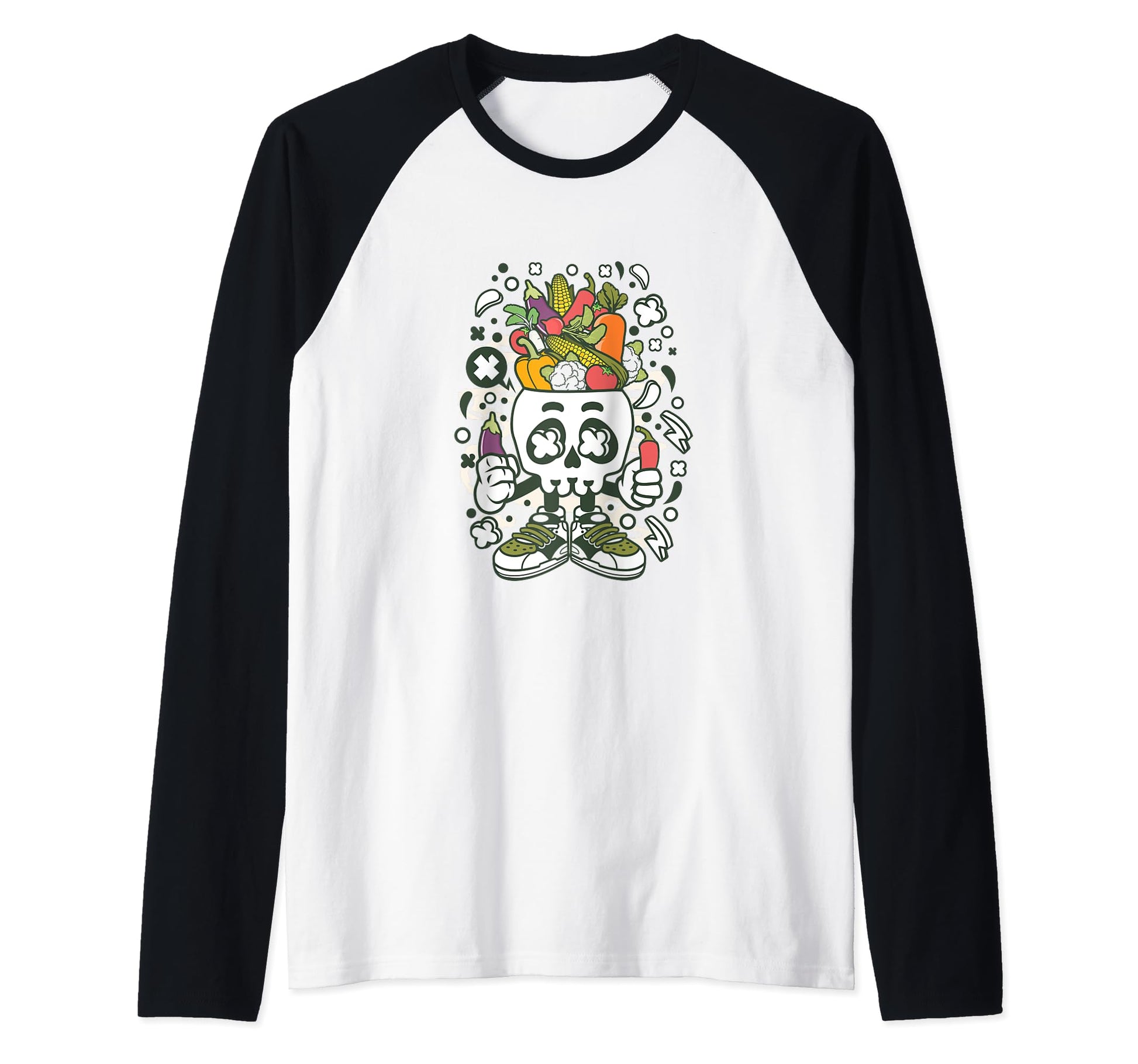 Vegetable Skull Head Veggies Hoodie - Fun Novelty Design Men Women - T-Shirt, Sweatshirt, Hoodie