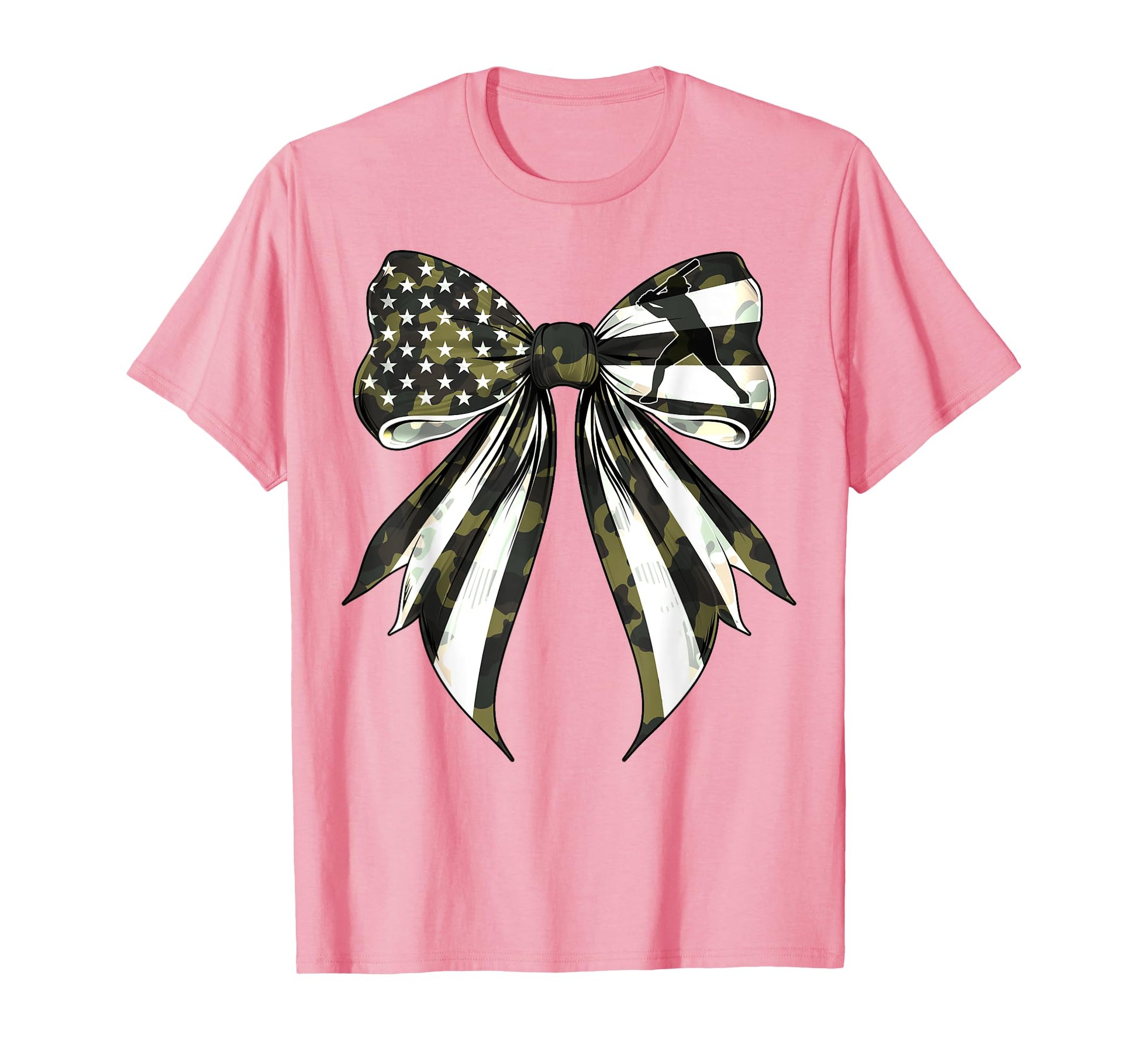 Coquette Bow Baseball Player Camouflage Us T-Shirt - Unique Graphic Unisex - T-Shirt, Sweatshirt, Hoodie