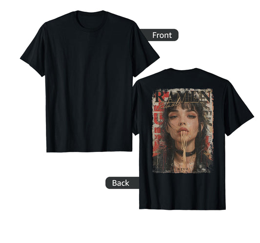 Back Pin Up Ramen Noodle Anime Manga T-Shirt - Unique Graphic for Adults - T-Shirt, Sweatshirt, Hoodie