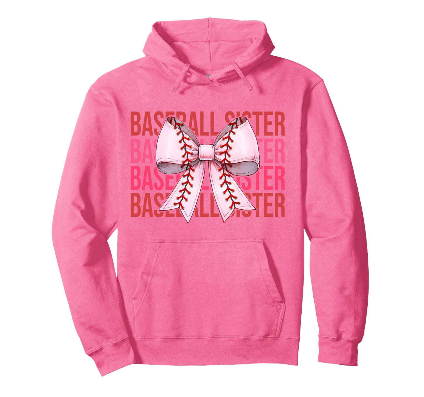 Baseball Sister Baseball Coquette Bow Hoodie - Trendy Graphic for Adults - T-Shirt, Sweatshirt, Hoodie