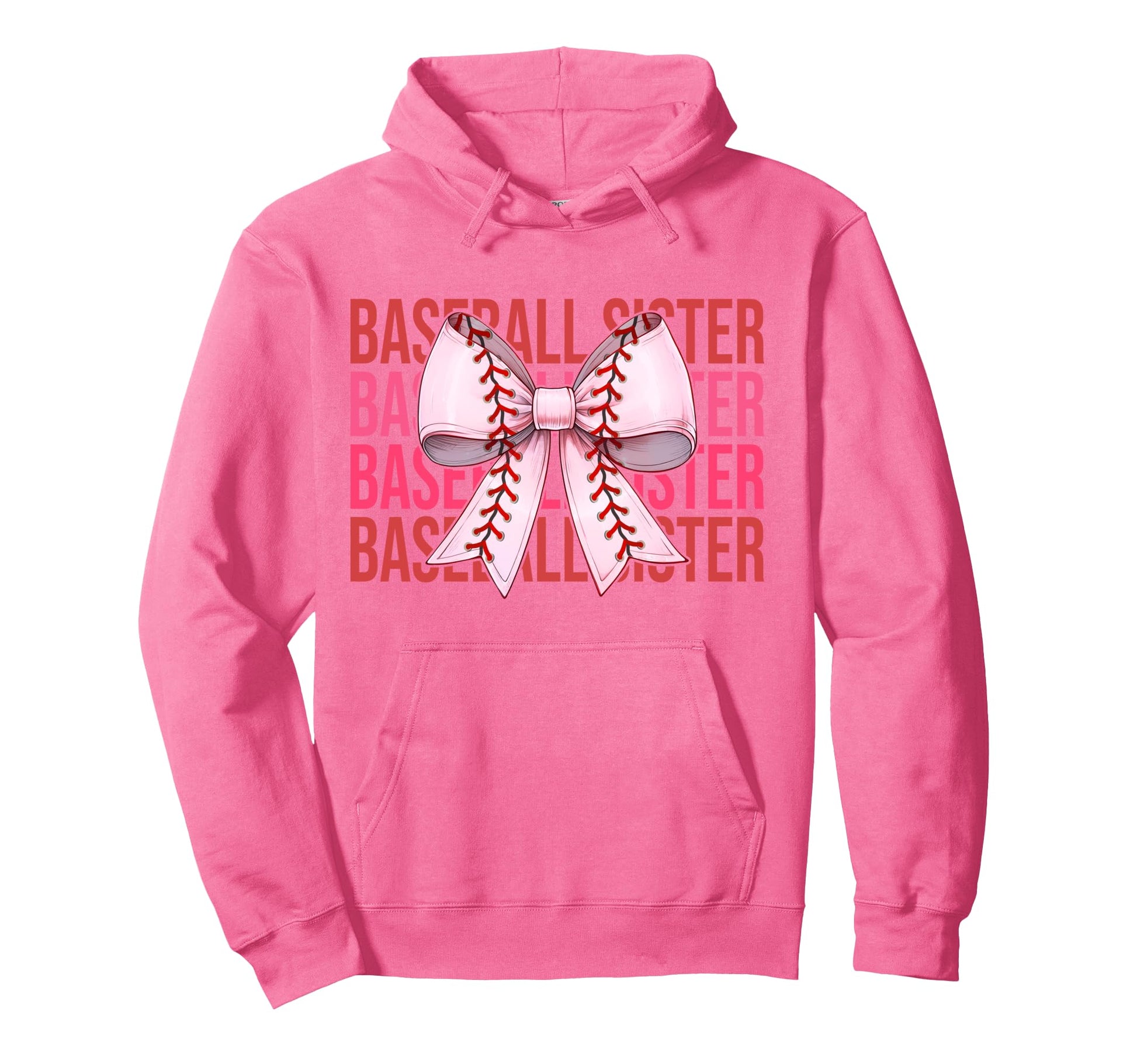 Baseball Sister Baseball Coquette Bow Hoodie - Trendy Graphic for Adults - T-Shirt, Sweatshirt, Hoodie