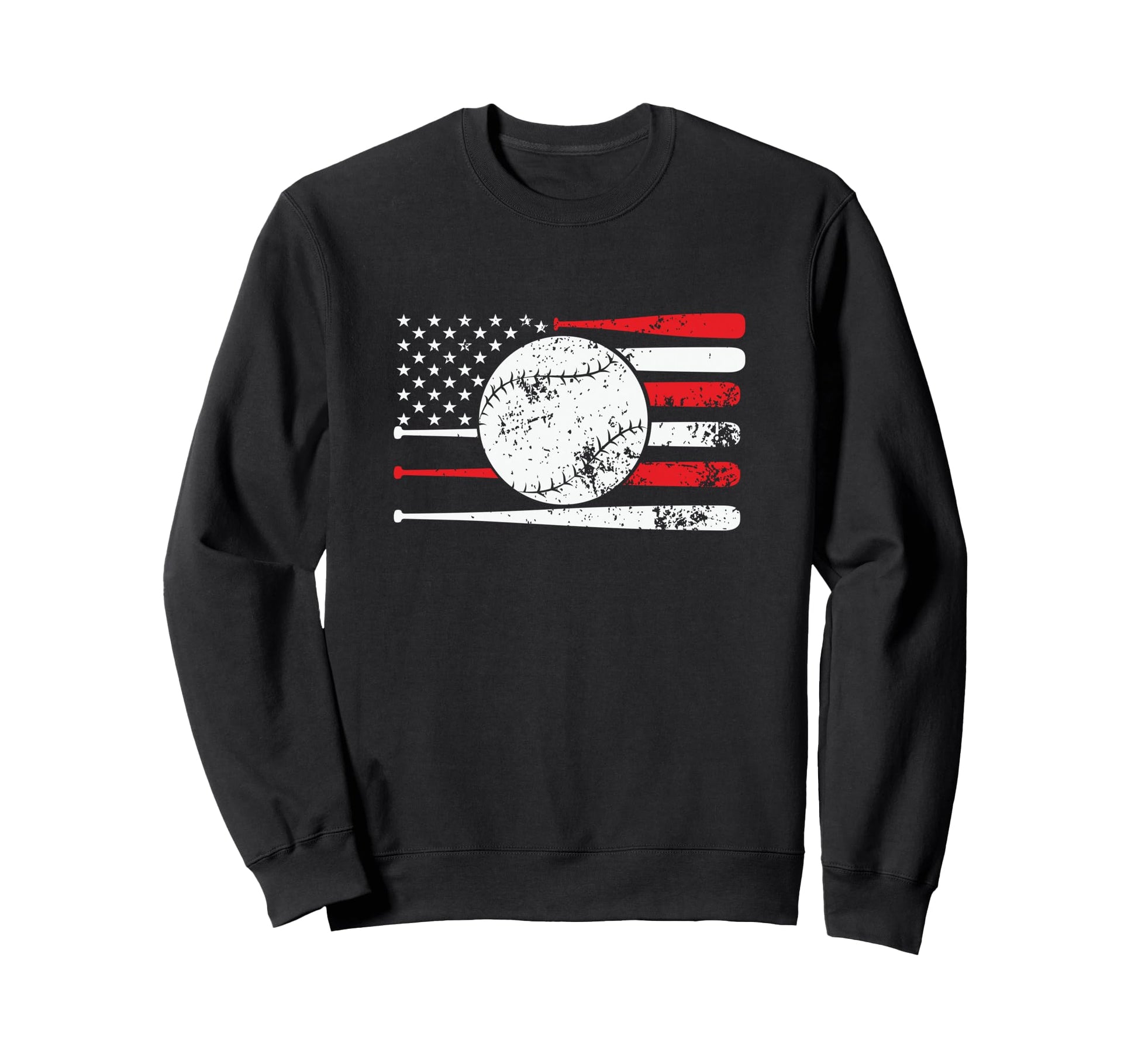 Baseball Usa American Flag Baseball Sweatshirt - Fun Novelty Design Unisex - T-Shirt, Sweatshirt, Hoodie