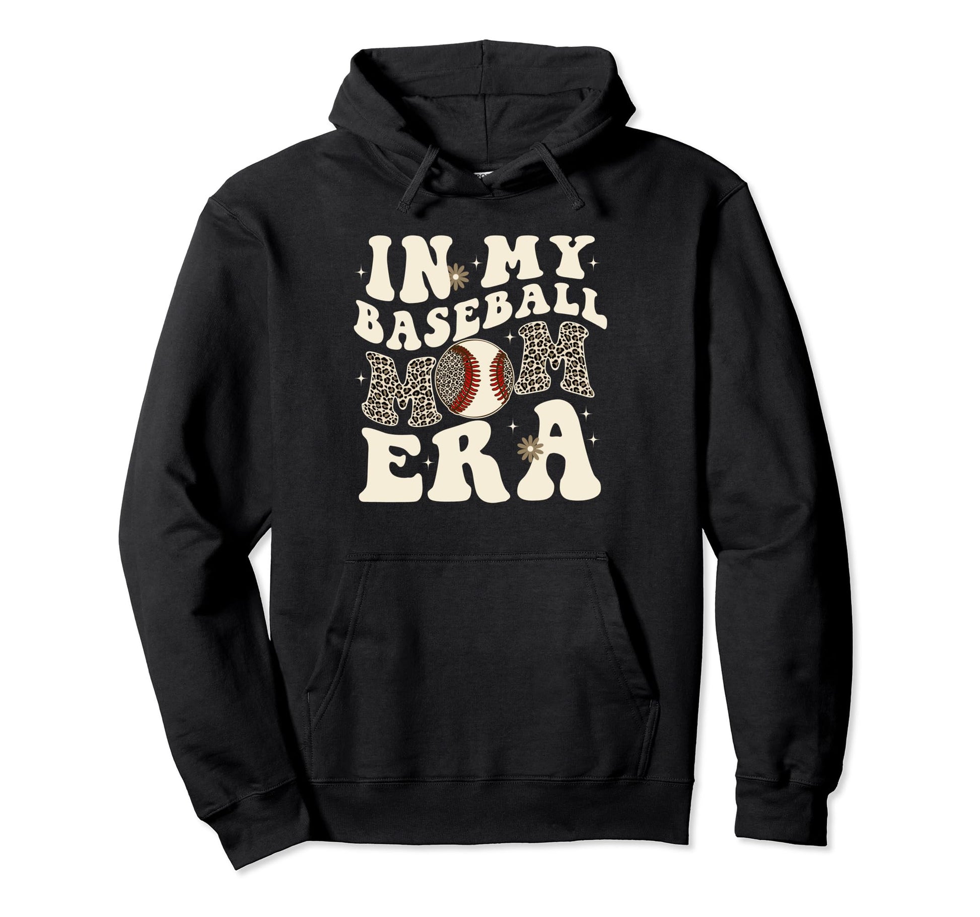 My Baseball Mom Mama Era Leopard Hoodie - Casual Everyday Wear for Adults - T-Shirt, Sweatshirt, Hoodie