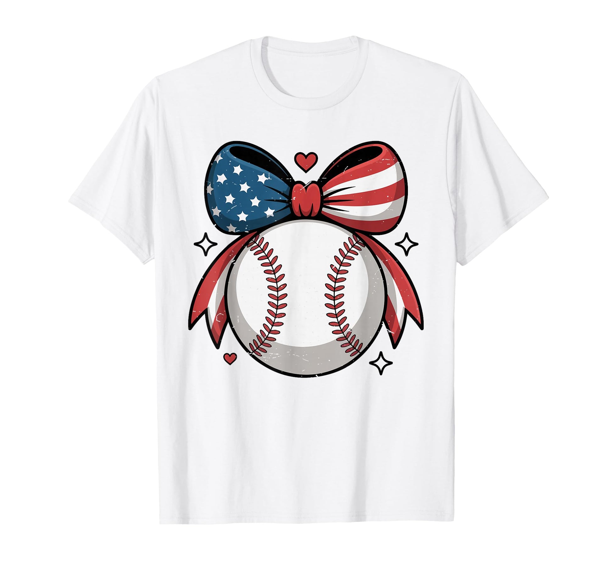 Baseball Coquette Bow American Flag T-Shirt - Streetwear Style for Adults - T-Shirt, Sweatshirt, Hoodie