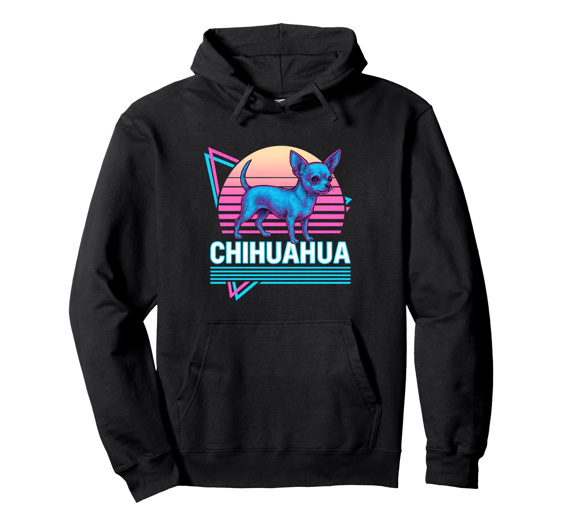 Chihuahua Synthwave Dog Lover Hoodie - Graphic Print Men Women - T-Shirt, Sweatshirt, Hoodie