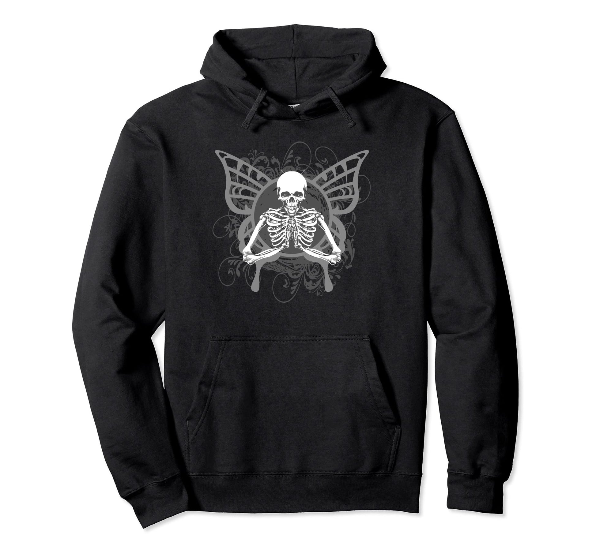 Aesthetic Y2K Fairy Wings Skeleton Hoodie - Aesthetic Graphic Men Women - T-Shirt, Sweatshirt, Hoodie