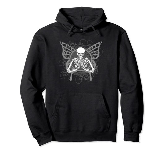 Aesthetic Y2K Fairy Wings Skeleton Hoodie - Aesthetic Graphic Men Women - T-Shirt, Sweatshirt, Hoodie