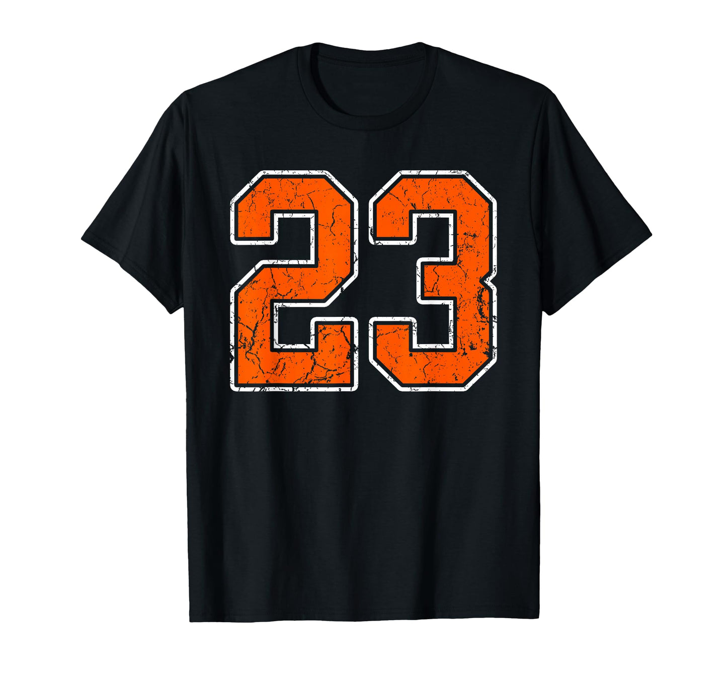 Distressed Orange White Number 23 T-Shirt - Fun Novelty Design Men Women - T-Shirt, Sweatshirt, Hoodie