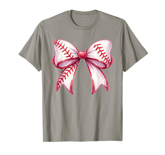 Baseball Bow Baseball Mom Mama T-Shirt - Minimalist Print Men Women - T-Shirt, Sweatshirt, Hoodie