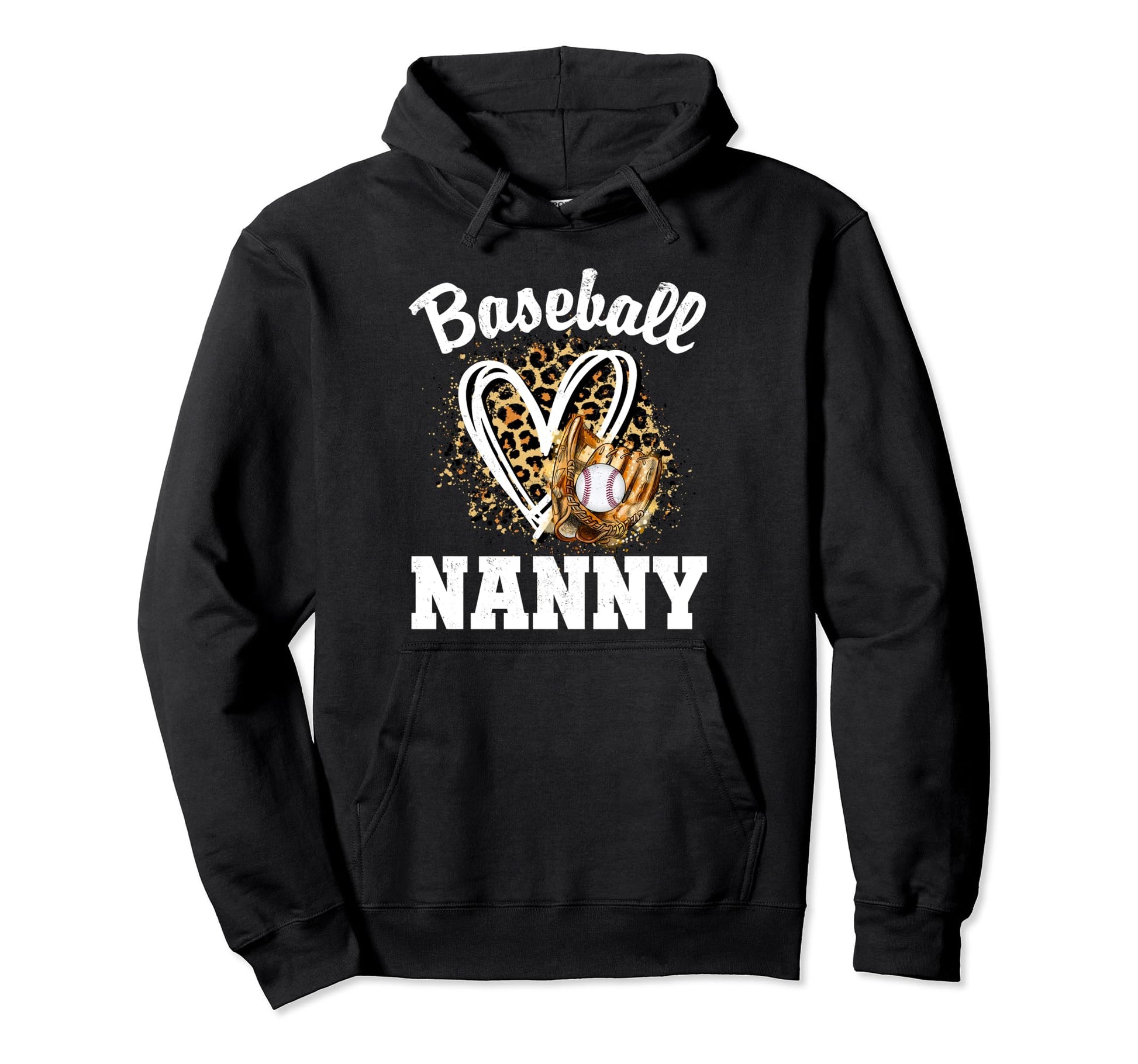 Baseball Nanny Leopard Heart Matching Family Hoodie - Graphic Print Unisex - T-Shirt, Sweatshirt, Hoodie