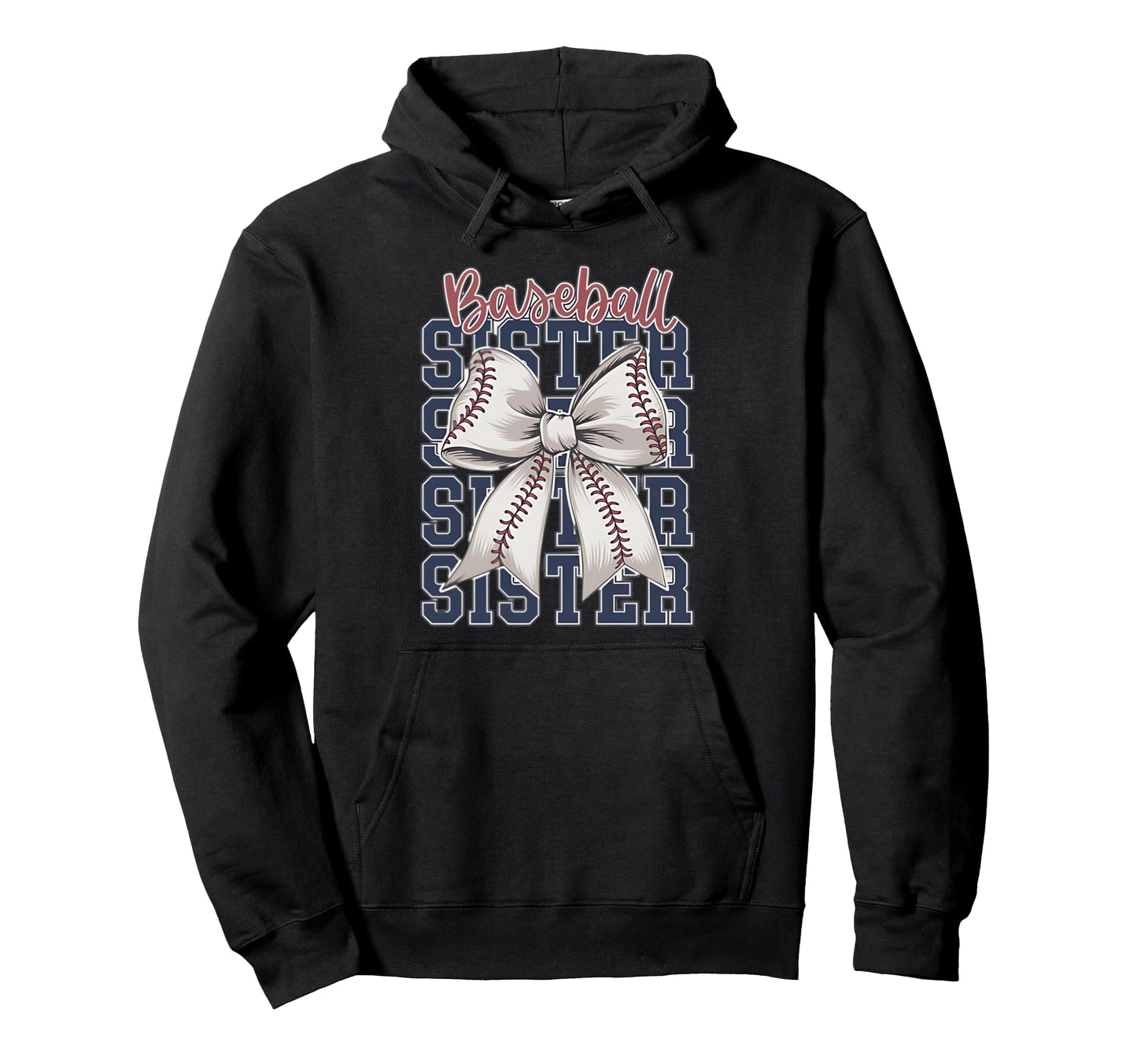 Baseball Sister Coquette Bow Hoodie - Custom Art Print for Adults - T-Shirt, Sweatshirt, Hoodie