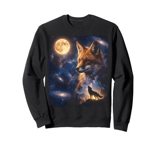 90S Fox Howling Moon Y2K Aesthetic Sweatshirt - Aesthetic Graphic Unisex - T-Shirt, Sweatshirt, Hoodie