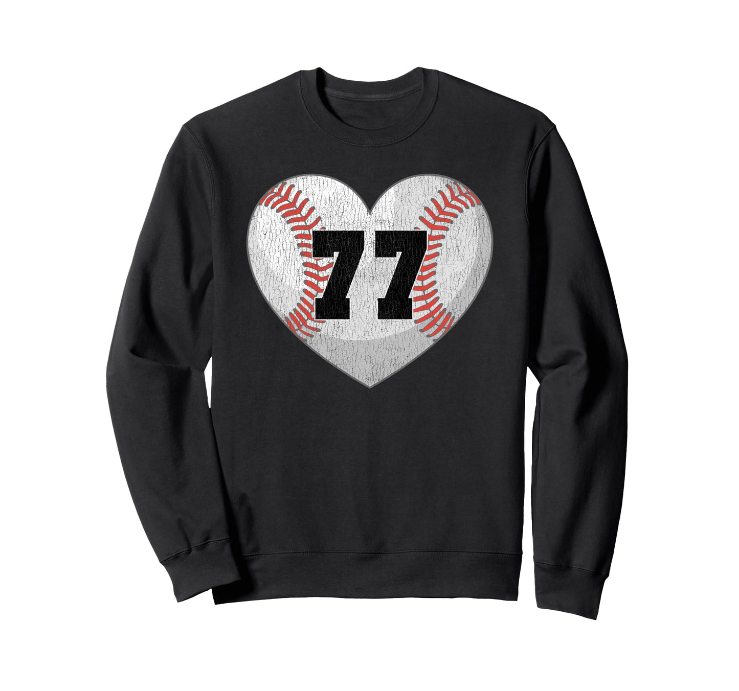 Baseball Number 77 Distressed Sweatshirt - Custom Art Print Men Women - T-Shirt, Sweatshirt, Hoodie