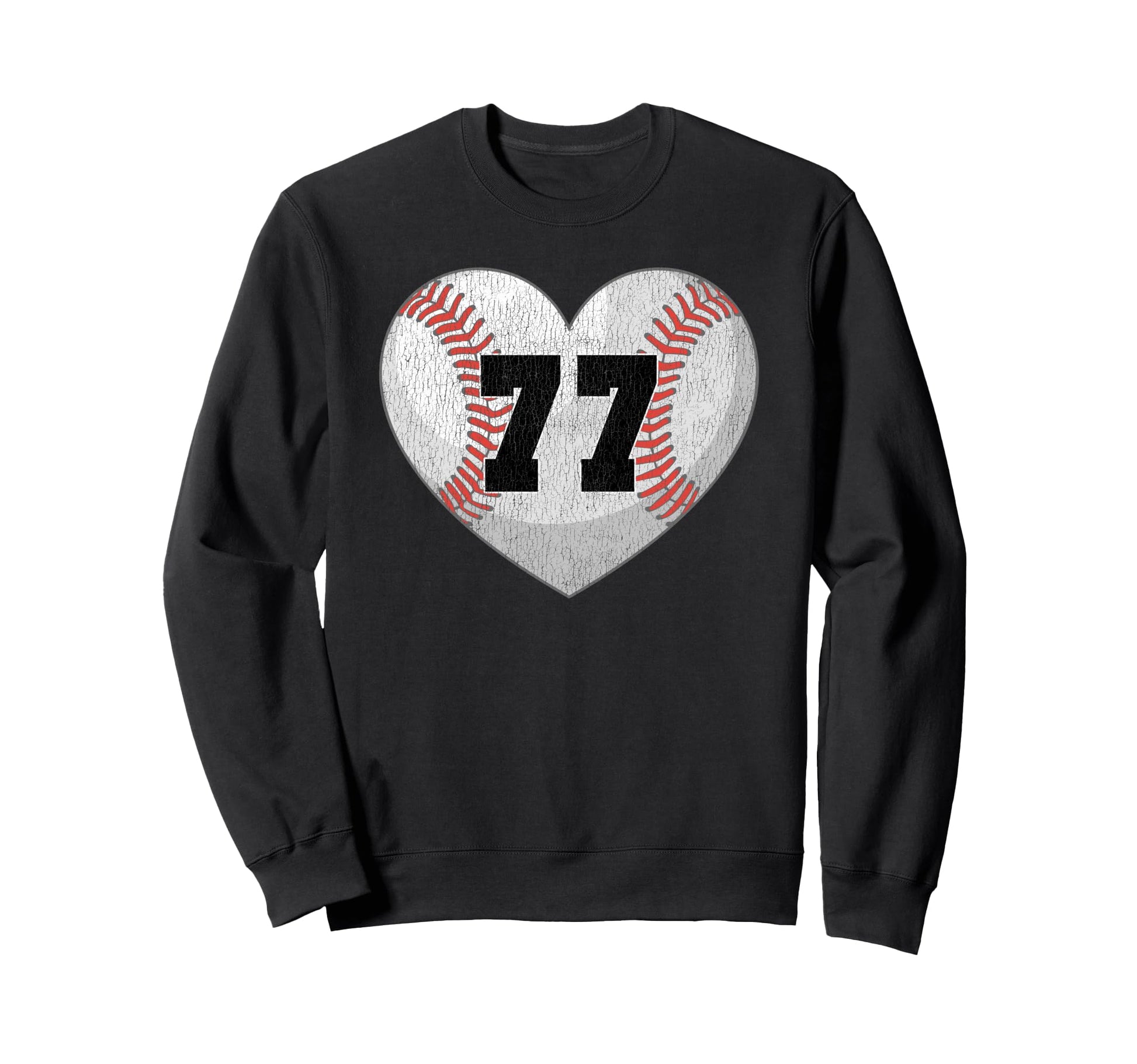 Baseball Number 77 Distressed Sweatshirt - Custom Art Print Men Women - T-Shirt, Sweatshirt, Hoodie