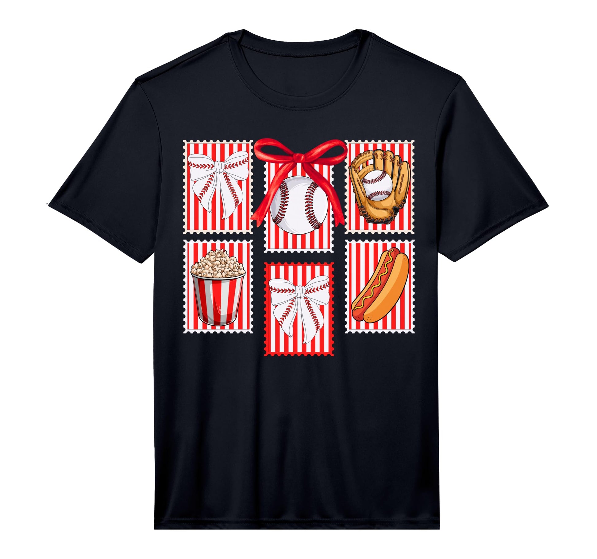 Baseball Stamps Coquette Bow T-Shirt - Aesthetic Graphic Men Women - T-Shirt, Sweatshirt, Hoodie