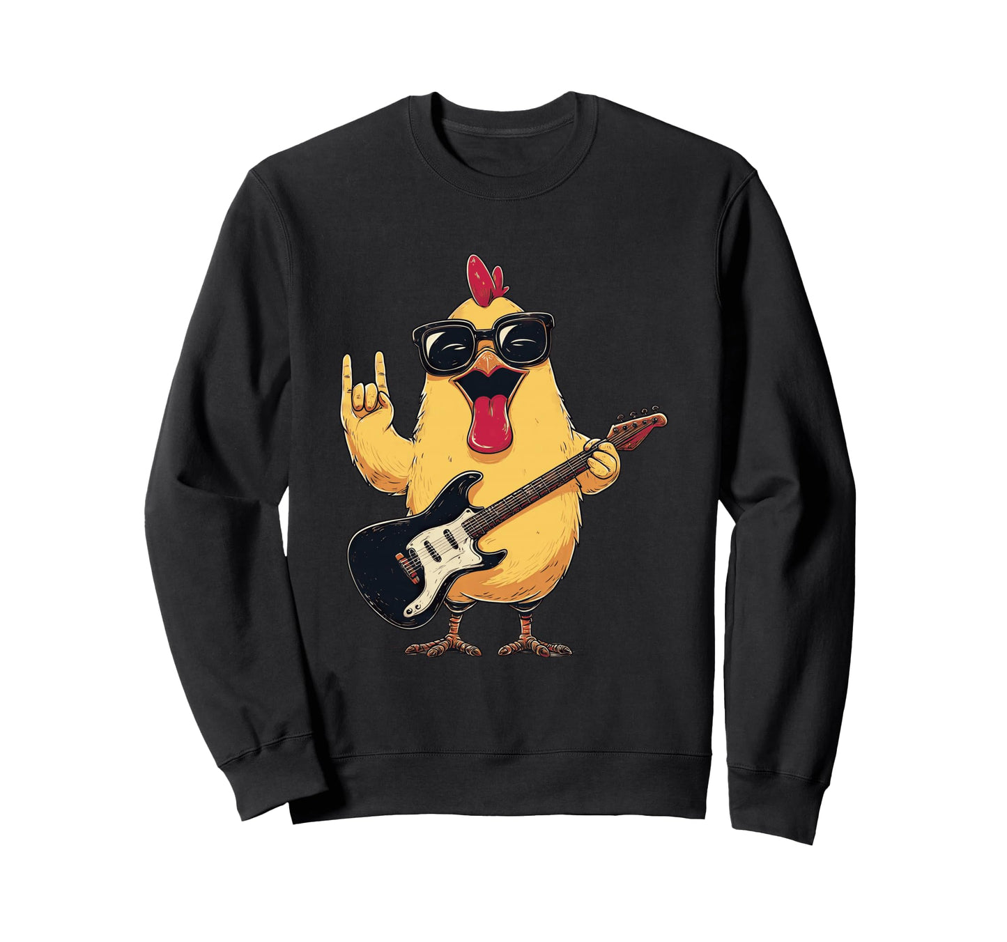 Rock Chicken Funny Animal Guitar Sweatshirt - Novelty Apparel Men Women - T-Shirt, Sweatshirt, Hoodie
