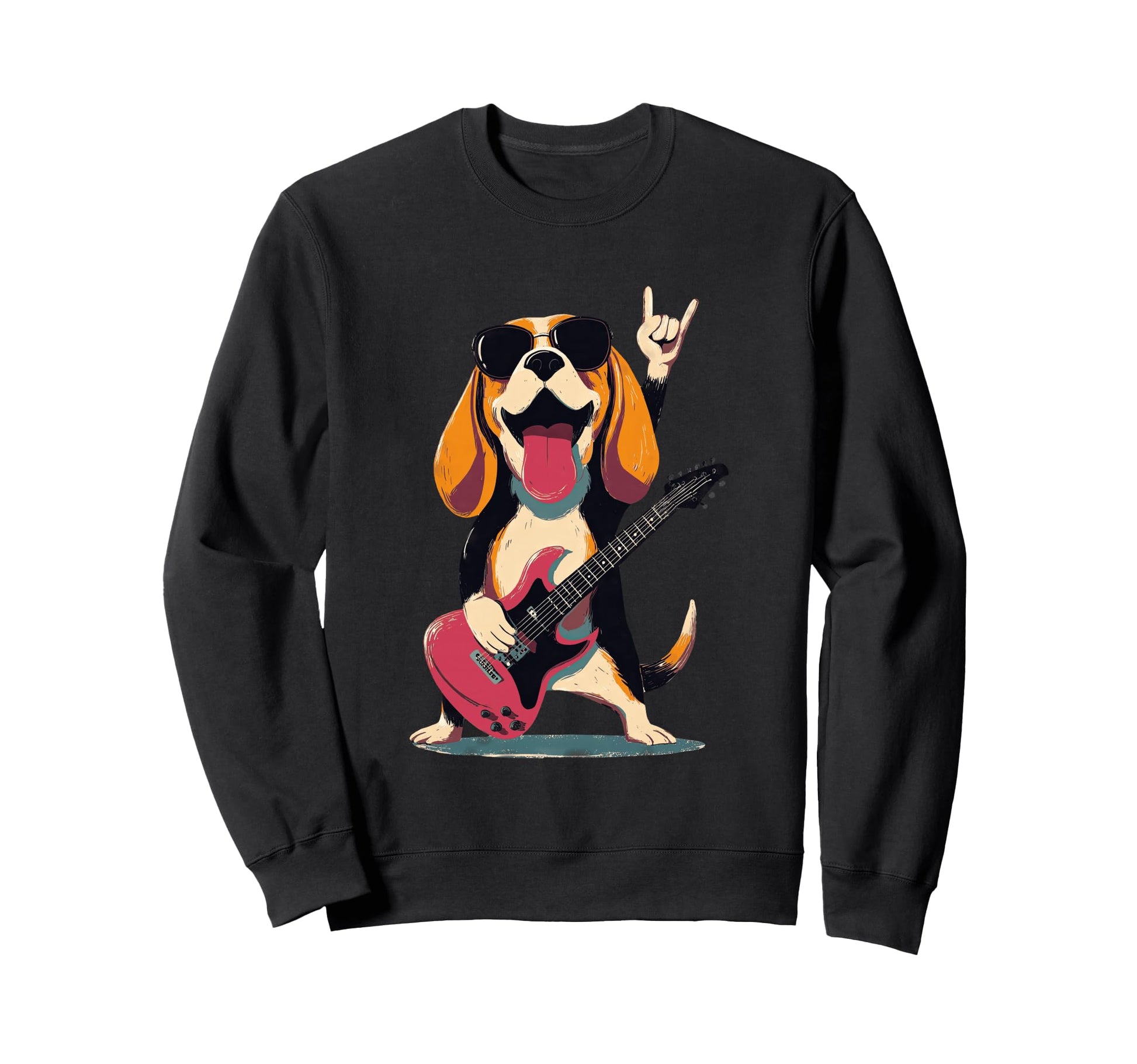 Beagle Dog Rockstar Music Lover Sweatshirt - Custom Art Print Men Women - T-Shirt, Sweatshirt, Hoodie