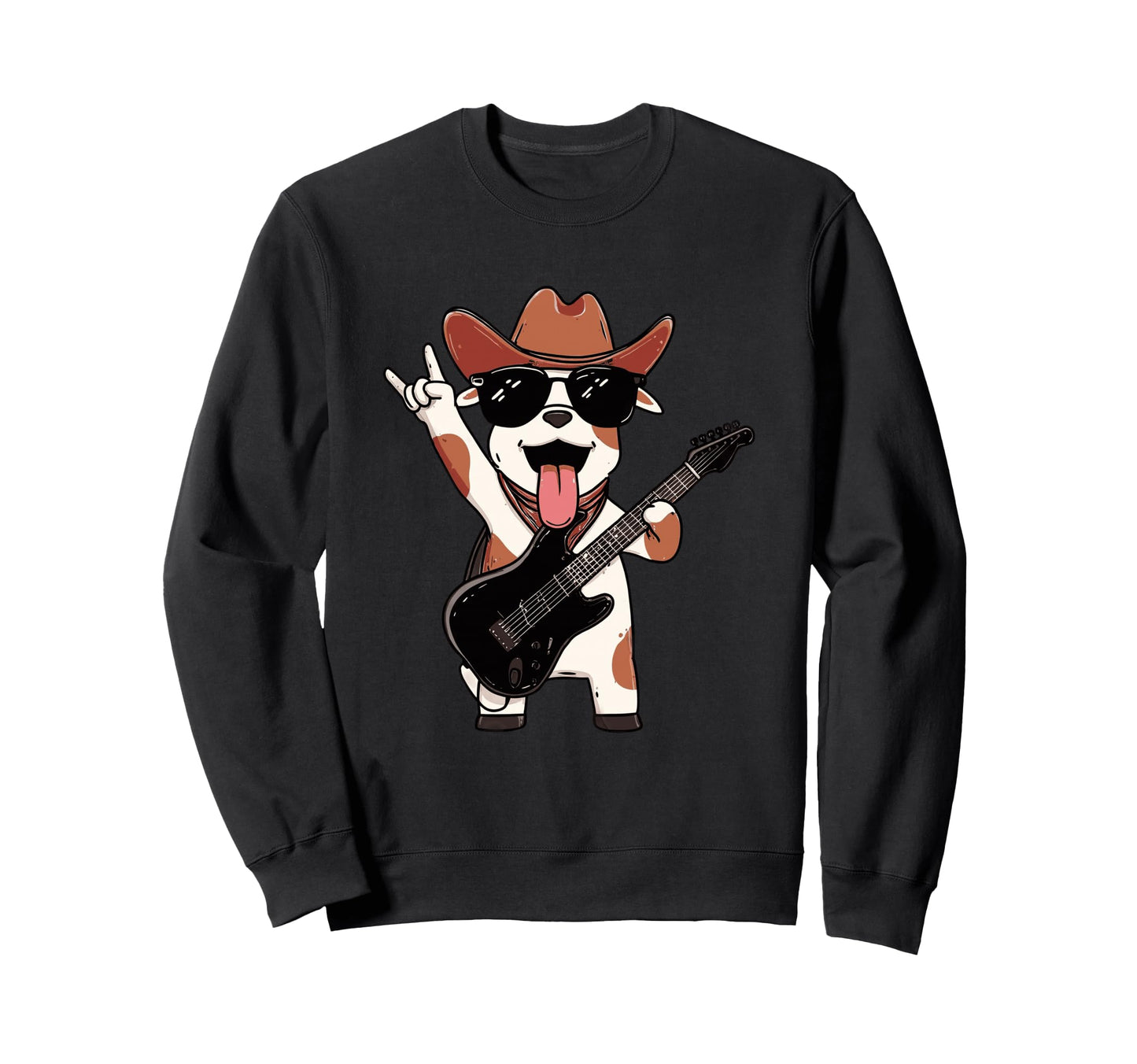 Funny Rock Dog Cartoon Guitar Sweatshirt - Casual Everyday Wear Men Women - T-Shirt, Sweatshirt, Hoodie