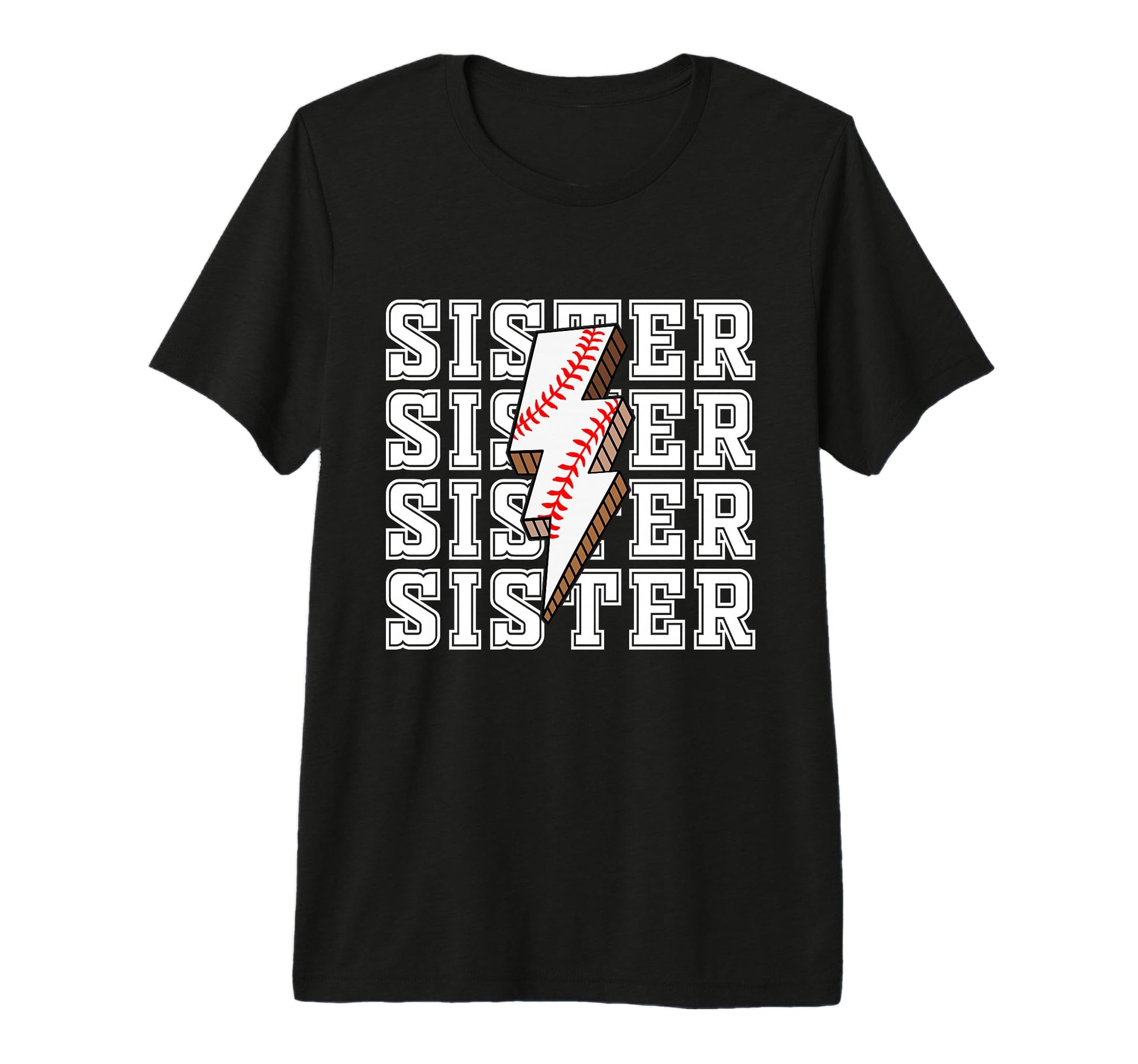 Sister Baseball Lightning Bolt Sports T-Shirt - Unique Graphic for Adults - T-Shirt, Sweatshirt, Hoodie