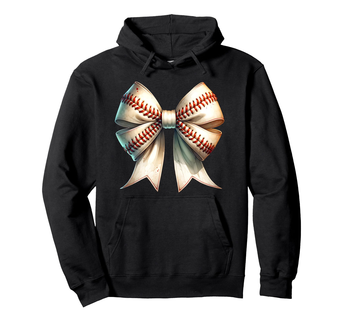 Baseball Stitch Bow Sports Fan Hoodie - Minimalist Print Men Women - T-Shirt, Sweatshirt, Hoodie