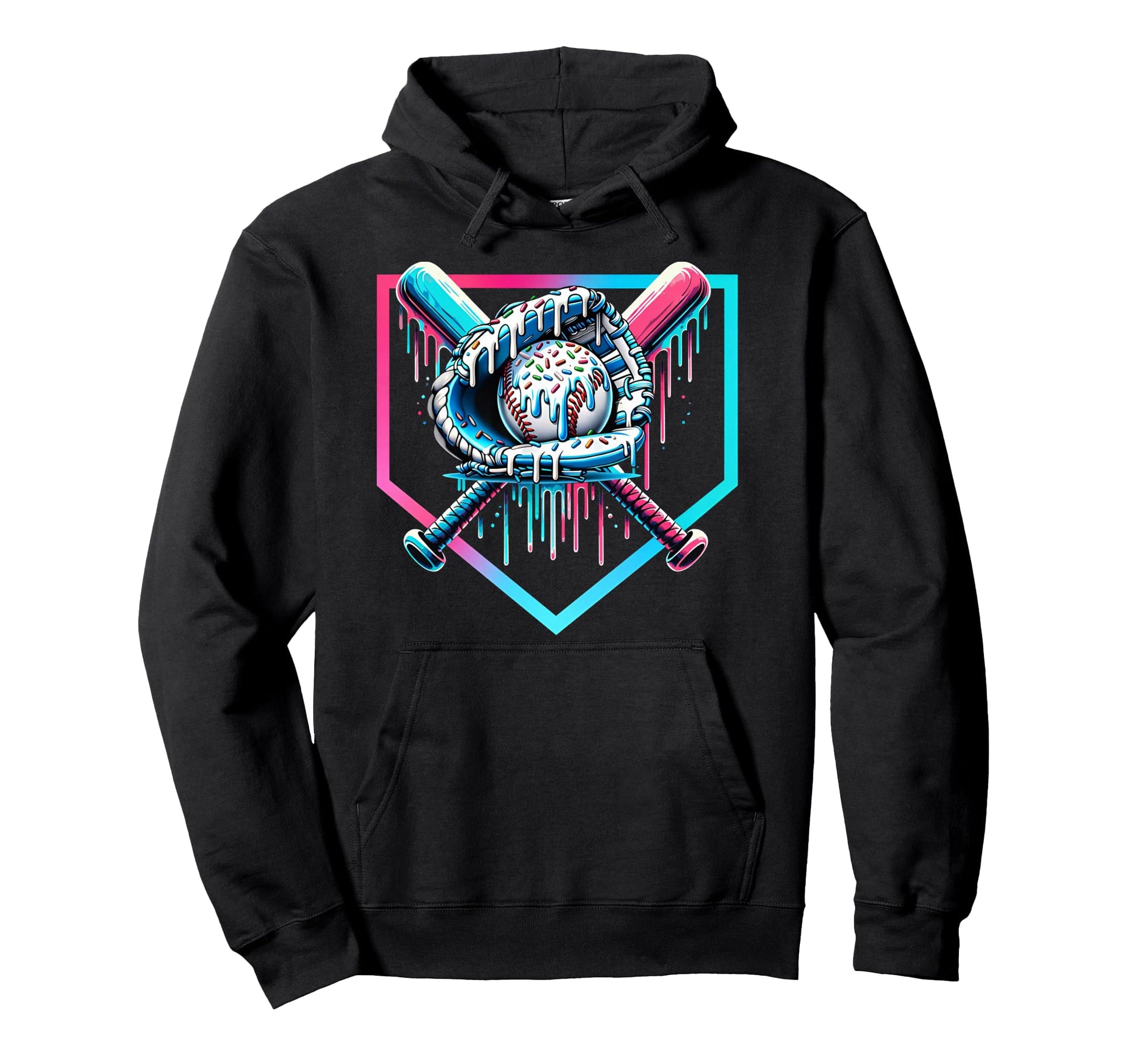 Baseball Drip Ice Cream Drip Baseball Hoodie - Custom Art Print Unisex - T-Shirt, Sweatshirt, Hoodie