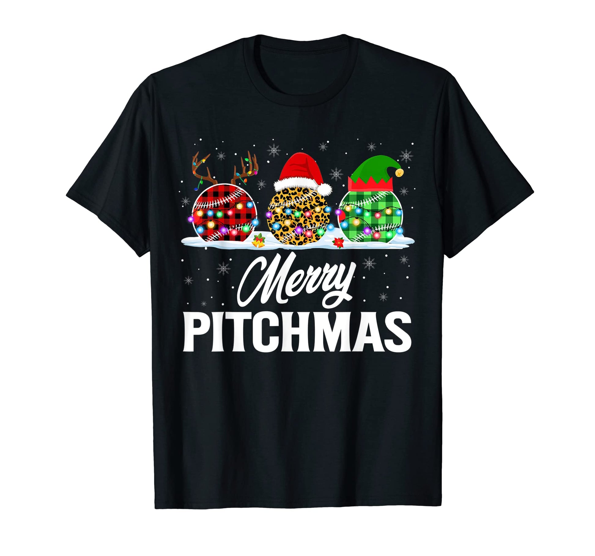 Merry Pitchmas Plaid Leopard Reindeer T-Shirt - Novelty Apparel Men Women - T-Shirt, Sweatshirt, Hoodie