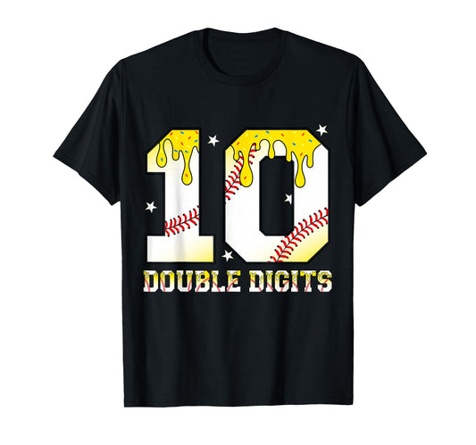 10Th Birthday Baseball Drip 10 T-Shirt - Fun Novelty Design Men Women - T-Shirt, Sweatshirt, Hoodie