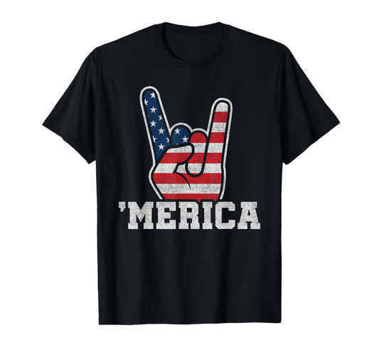 American Flag 4Th July Rock Usa Merica T-Shirt - Streetwear Style Unisex - T-Shirt, Sweatshirt, Hoodie