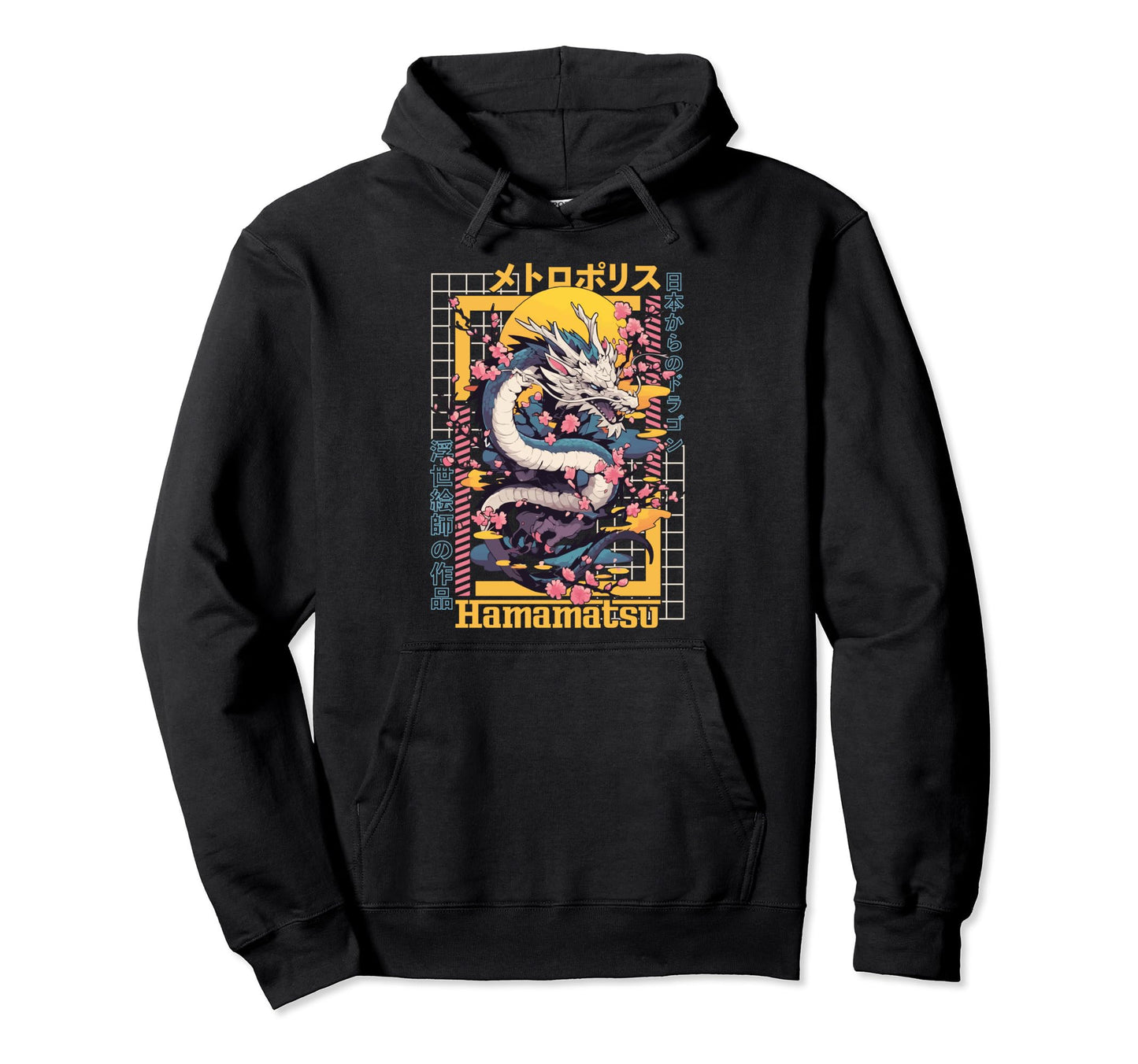 Hamamatsu City Synthwave 80S Dragon Hoodie - Trendy Graphic for Adults - T-Shirt, Sweatshirt, Hoodie