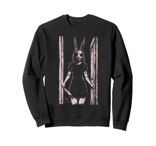 Anime Horror Bunny Aesthetic Soft Sweatshirt - Minimalist Print Unisex - T-Shirt, Sweatshirt, Hoodie