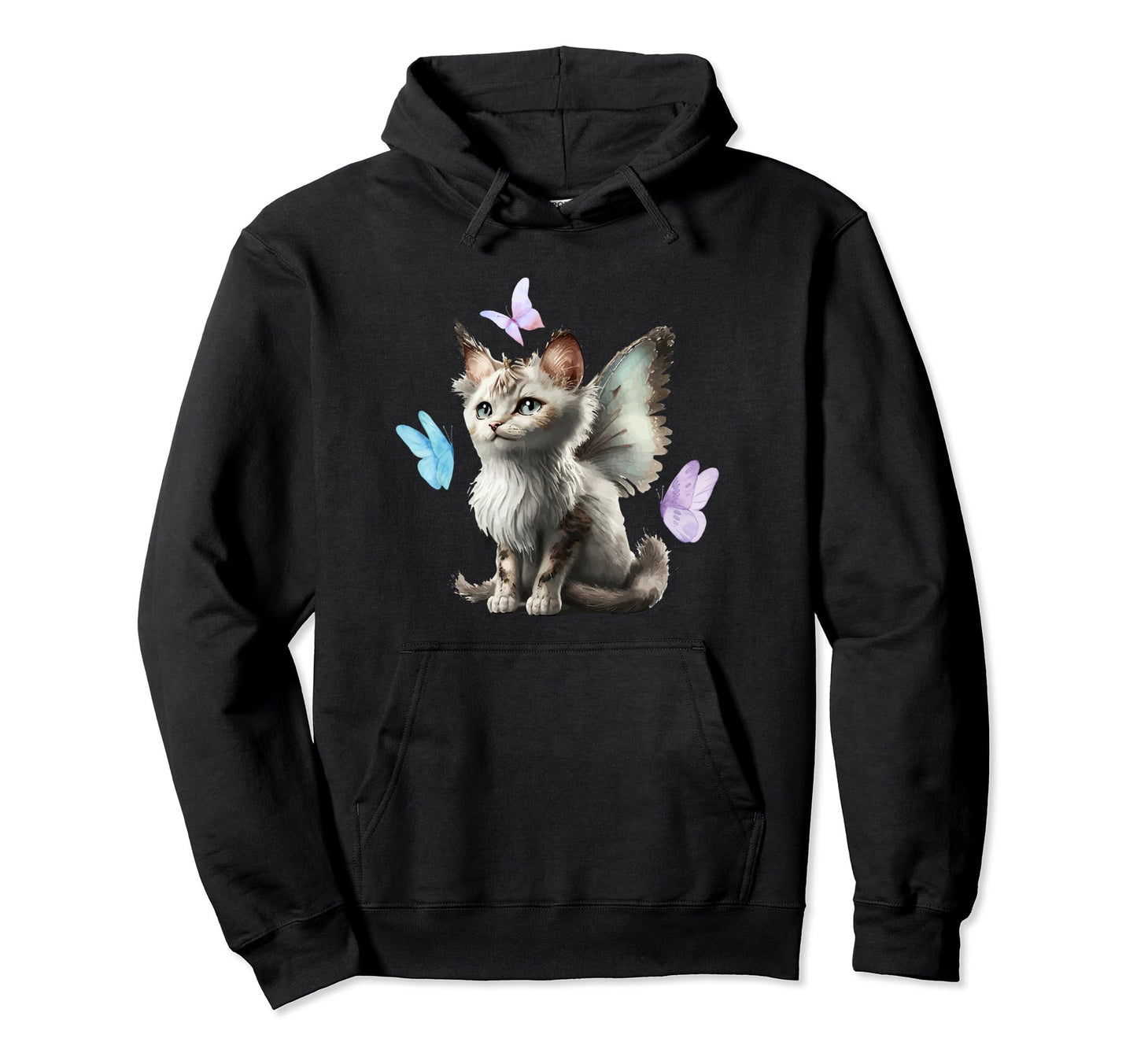 Y2K Aesthetic Cat Butterfly Fairy Hoodie - Novelty Apparel for Adults - T-Shirt, Sweatshirt, Hoodie