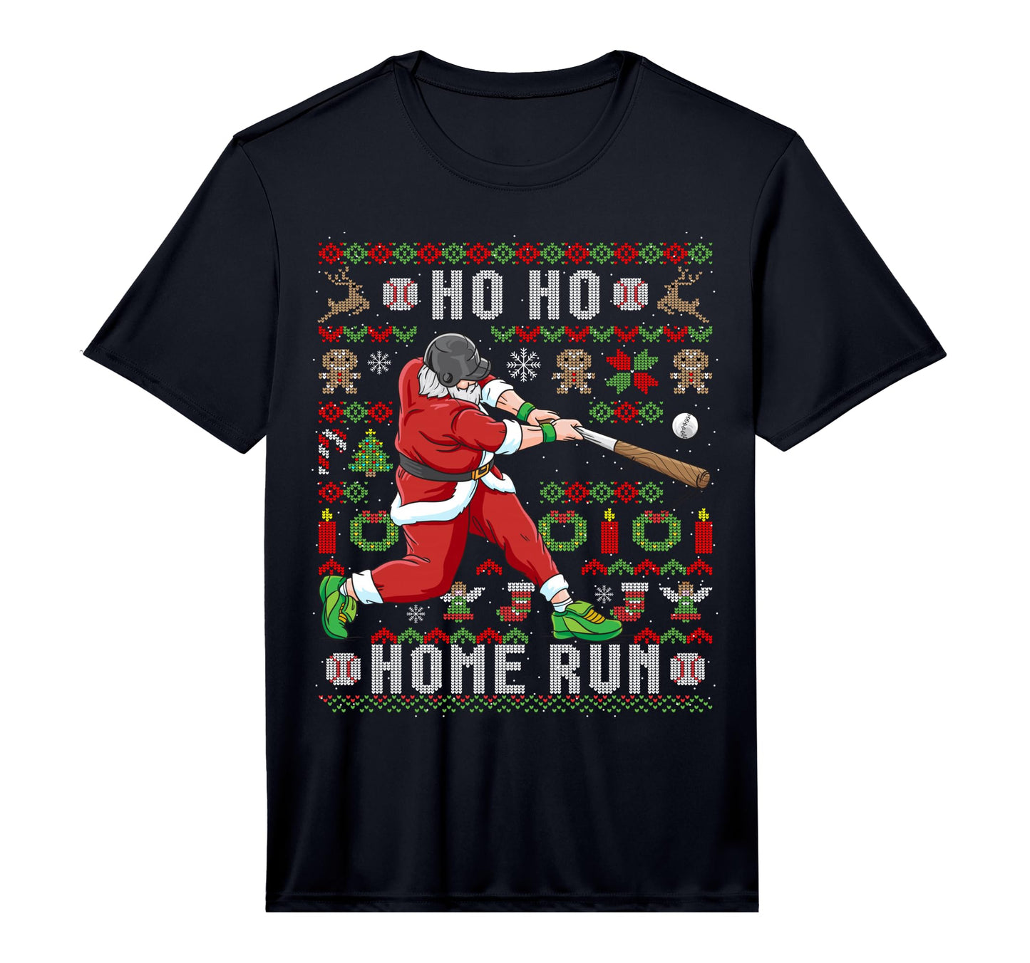 Mens Ugly Baseball Ho Ho Home Run Funny T-Shirt - Graphic Print Unisex - T-Shirt, Sweatshirt, Hoodie
