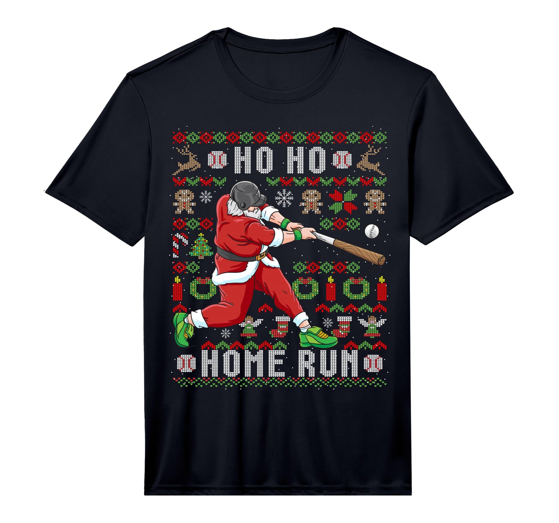 Mens Ugly Baseball Ho Ho Home Run Funny T-Shirt - Graphic Print Unisex - T-Shirt, Sweatshirt, Hoodie